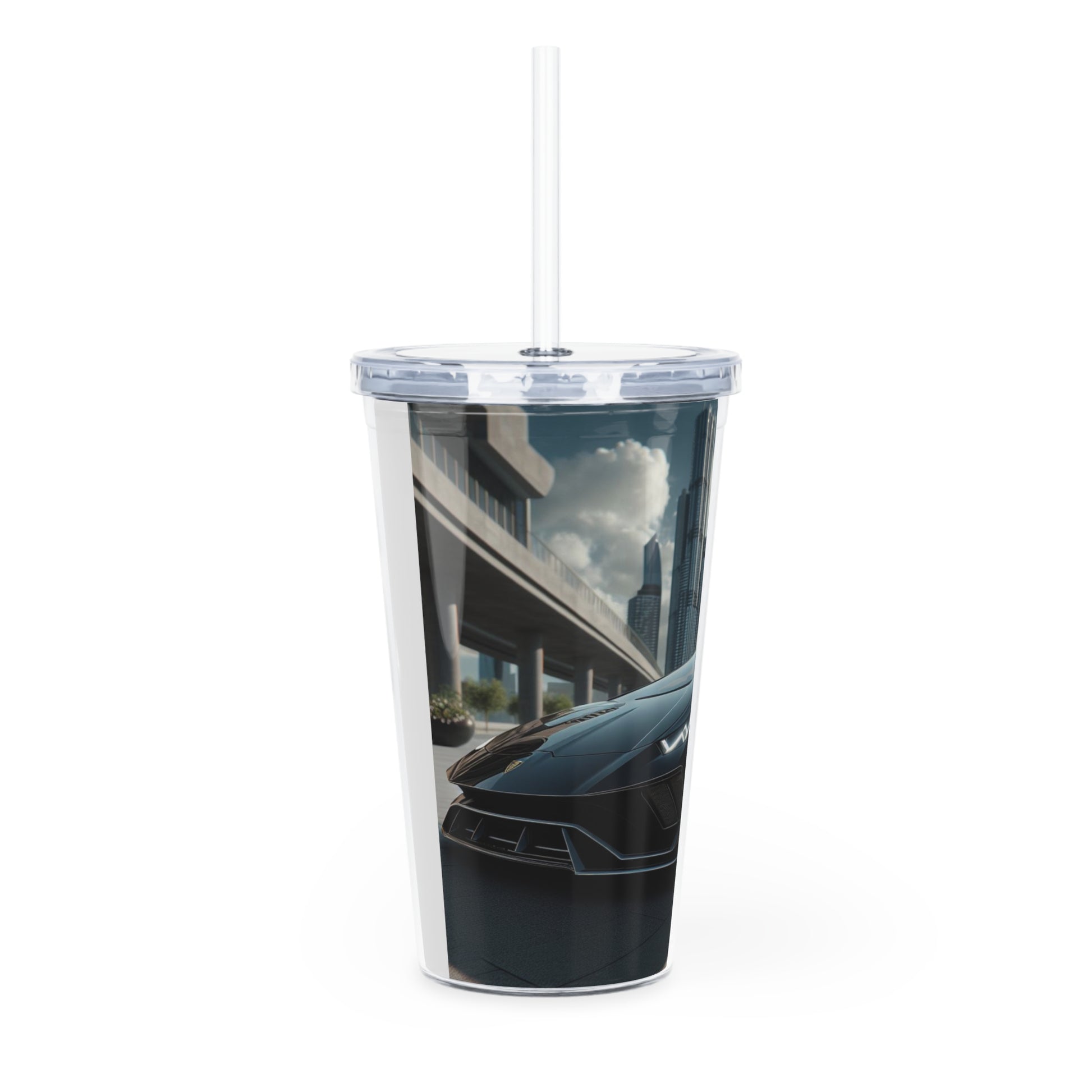Black Lamborghini Tumbler with Straw Mug Printify