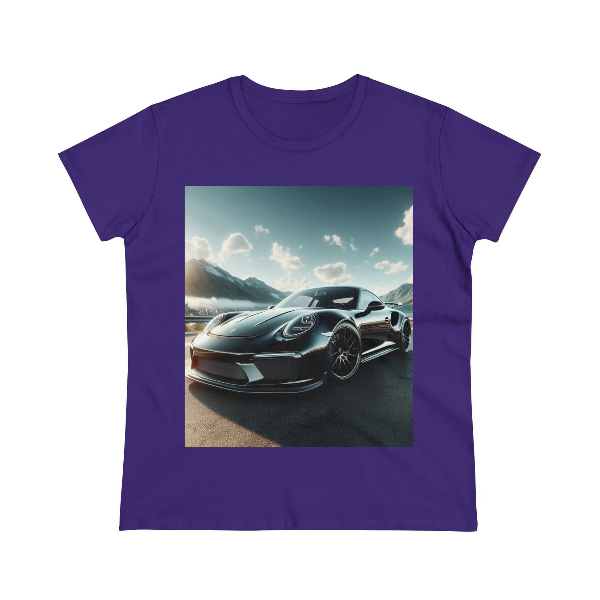 Black Porsche T-Shirt T-Shirt Printify Purple S