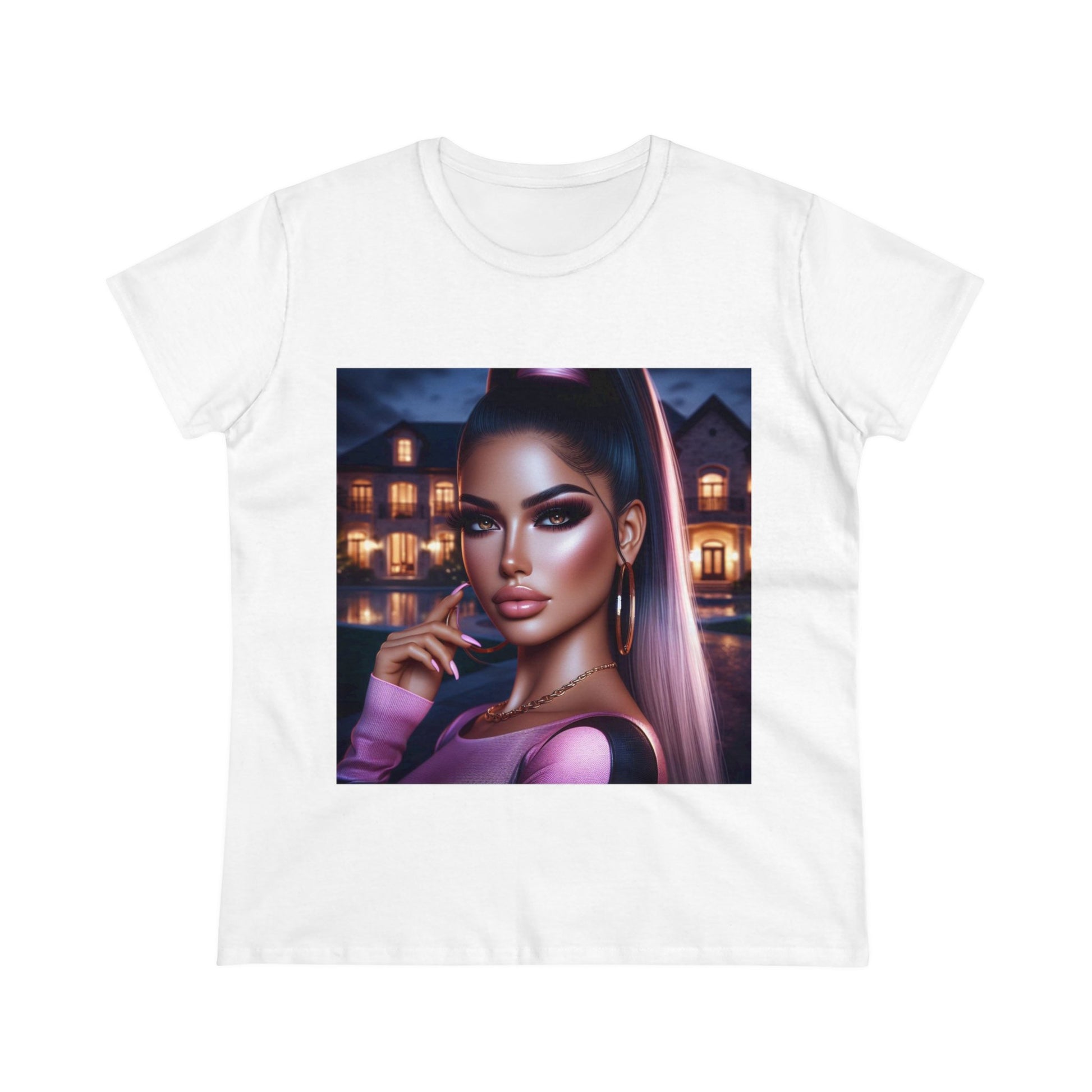 Pink at Night T-Shirt T-Shirt Printify White S