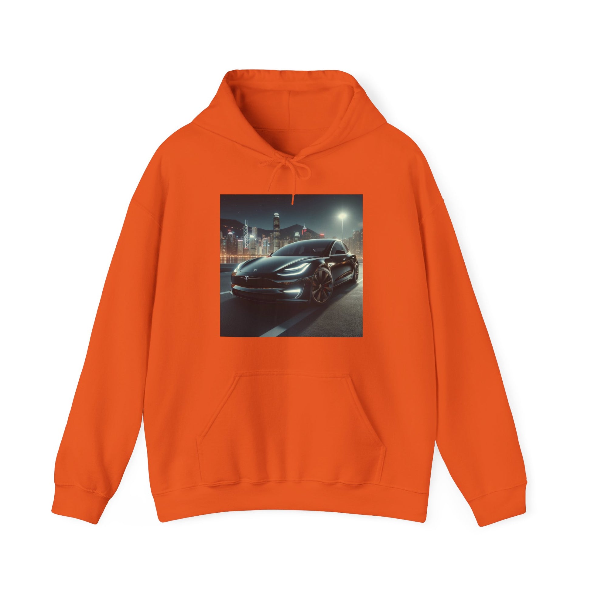 Black Tesla Hoodie Hoodie Printify Orange S