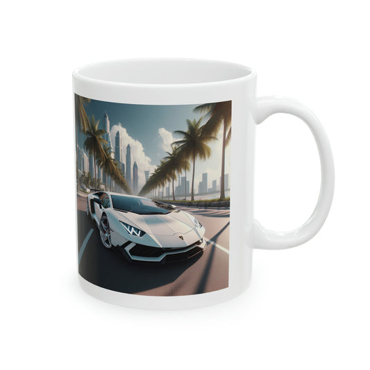 White Lamborghini Mug Mug Printify