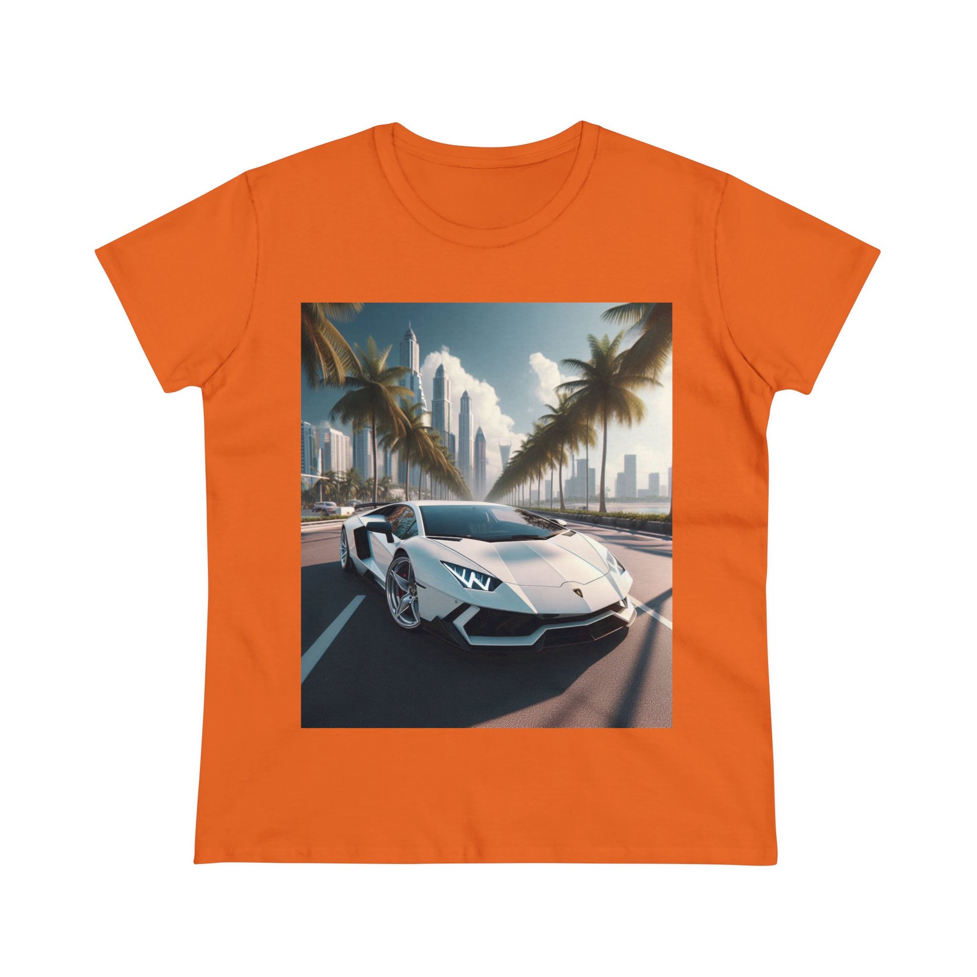 White Lamborghini T-Shirt T-Shirt Printify Orange S