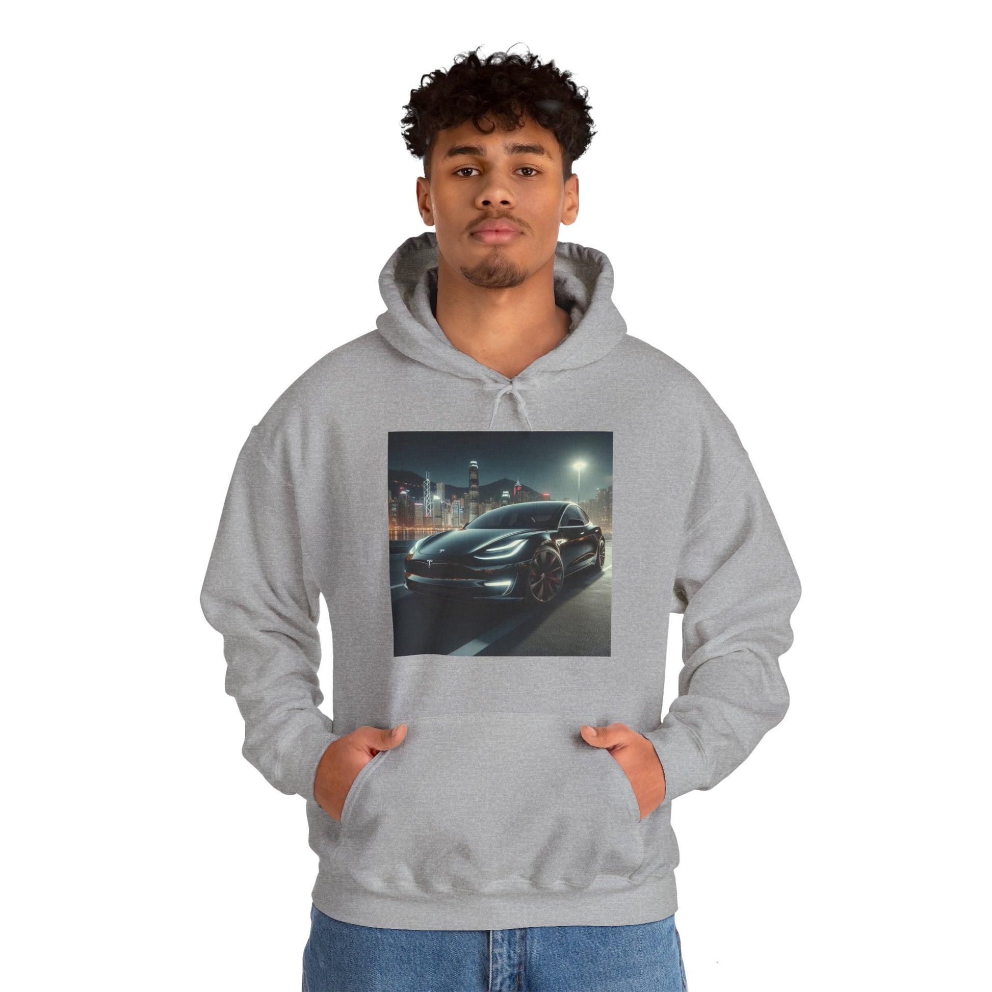 Black Tesla Hoodie Hoodie Printify
