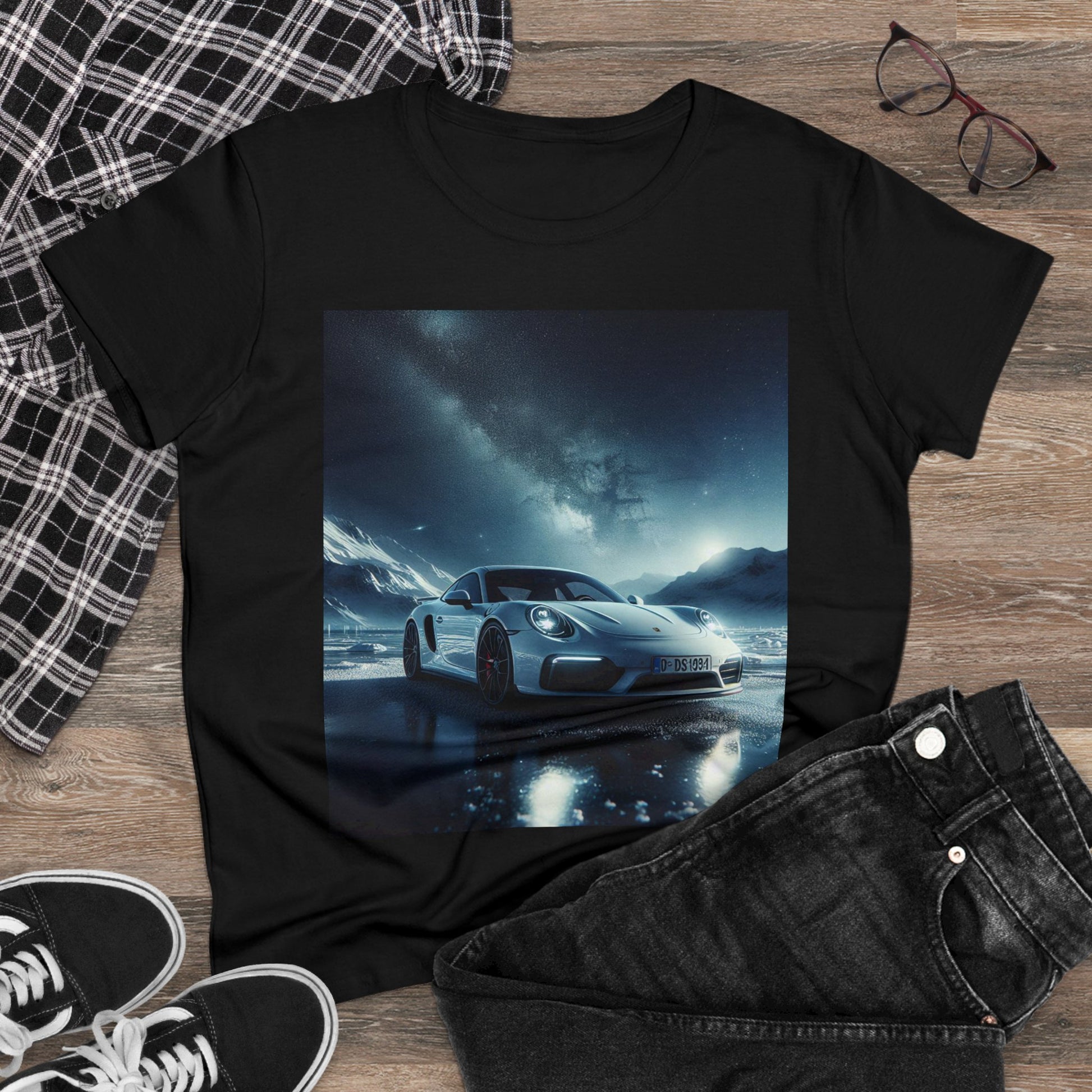 White Porsche T-Shirt T-Shirt Printify
