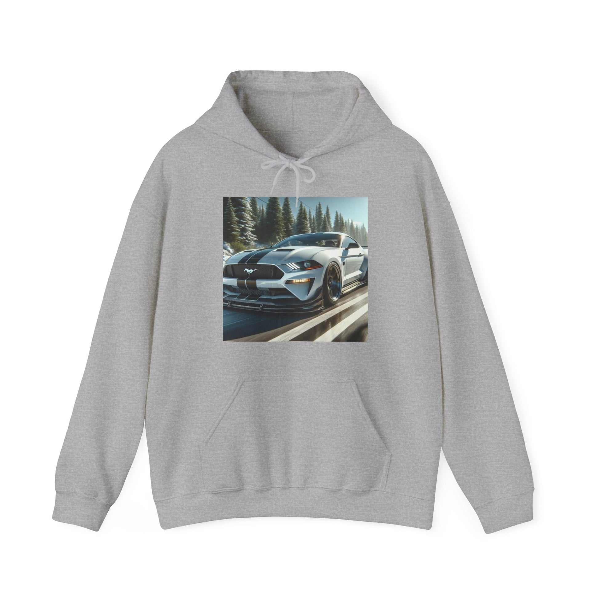 White Mustang Hoodie Hoodie Printify Sport Grey S