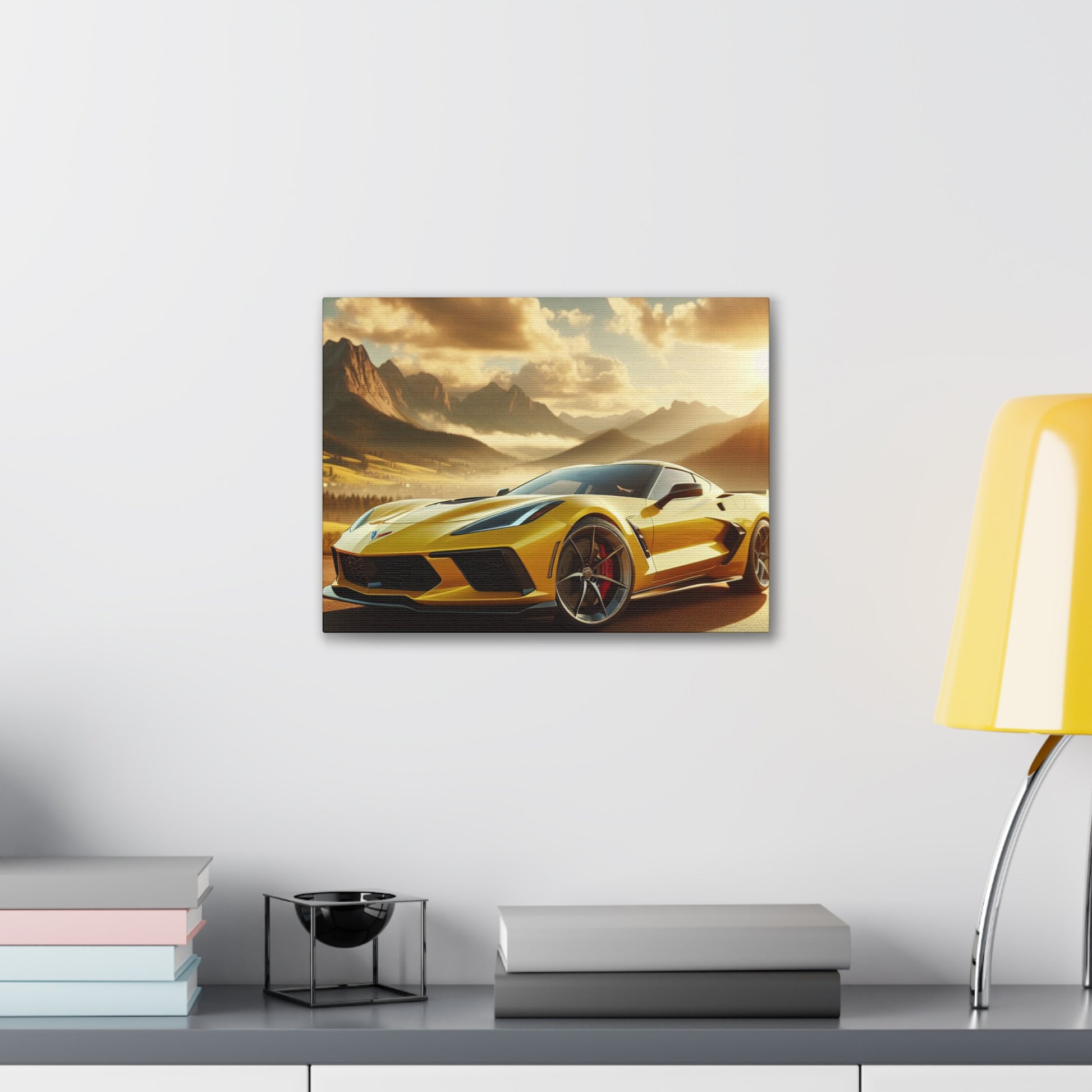 Yellow Corvette Canvas Canvas Printify 16″ x 12″ (Horizontal) 0.75''