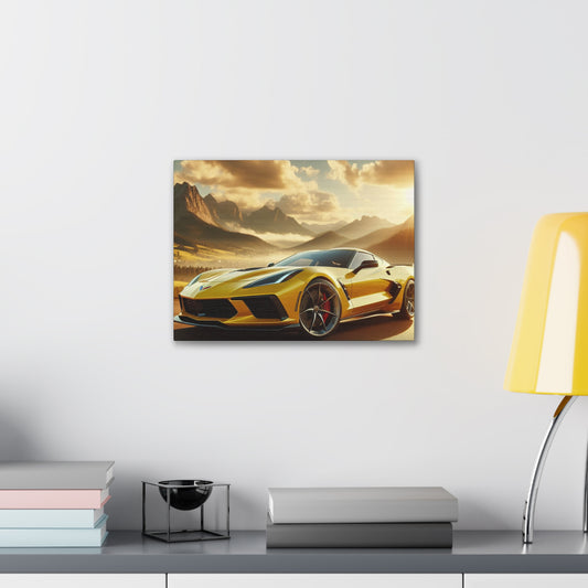 Yellow Corvette Canvas Canvas Printify 16″ x 12″ (Horizontal) 0.75''