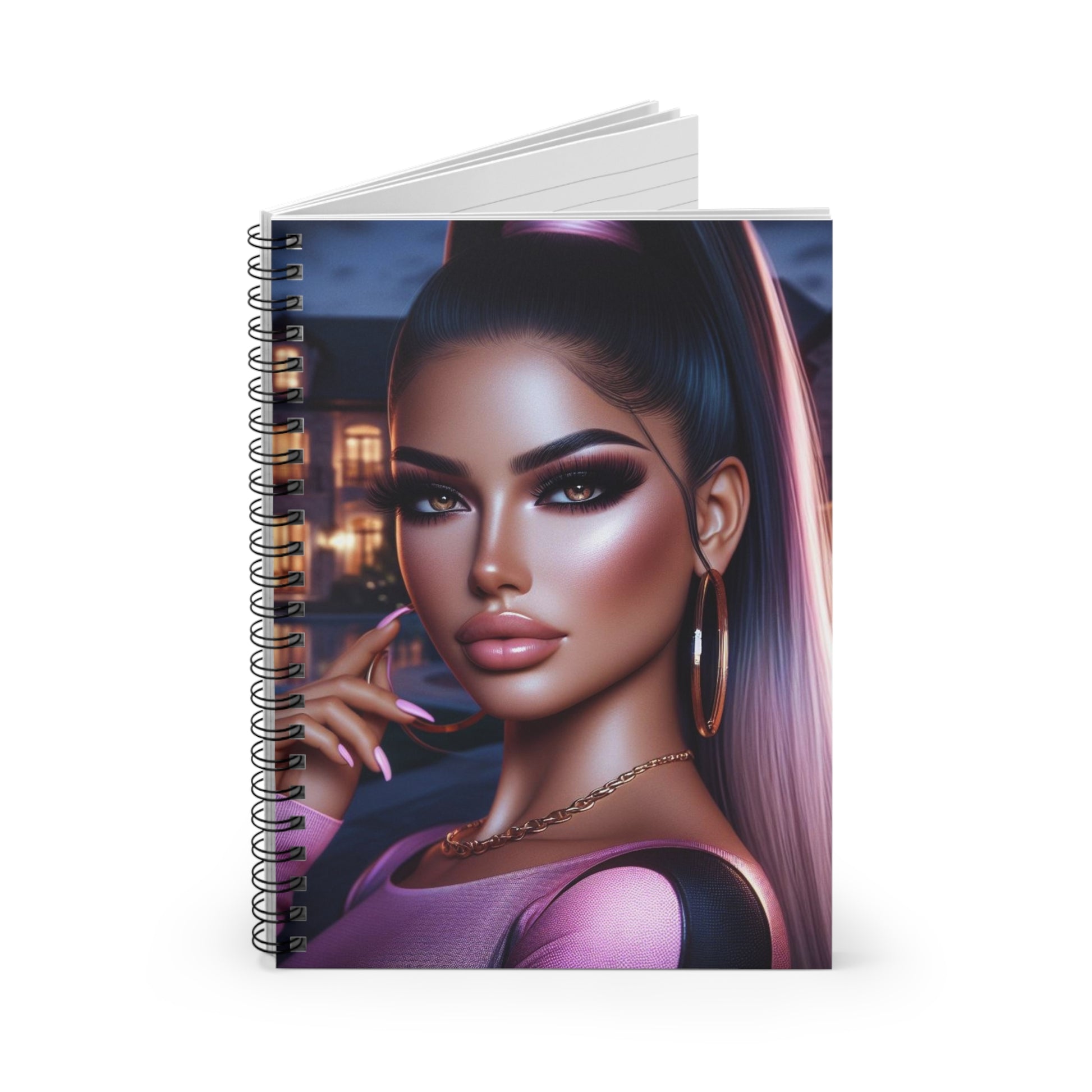 Pink at Night Spiral Notebook Paper products Printify