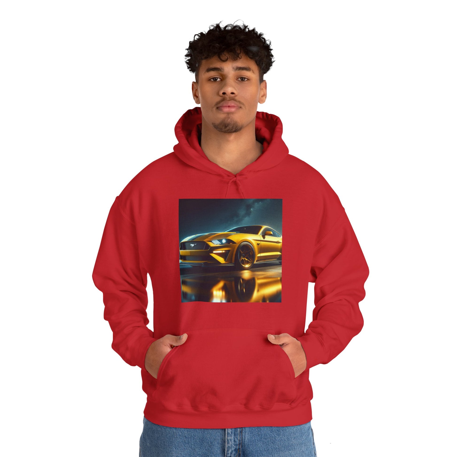 Yellow Mustang Hoodie Hoodie Printify