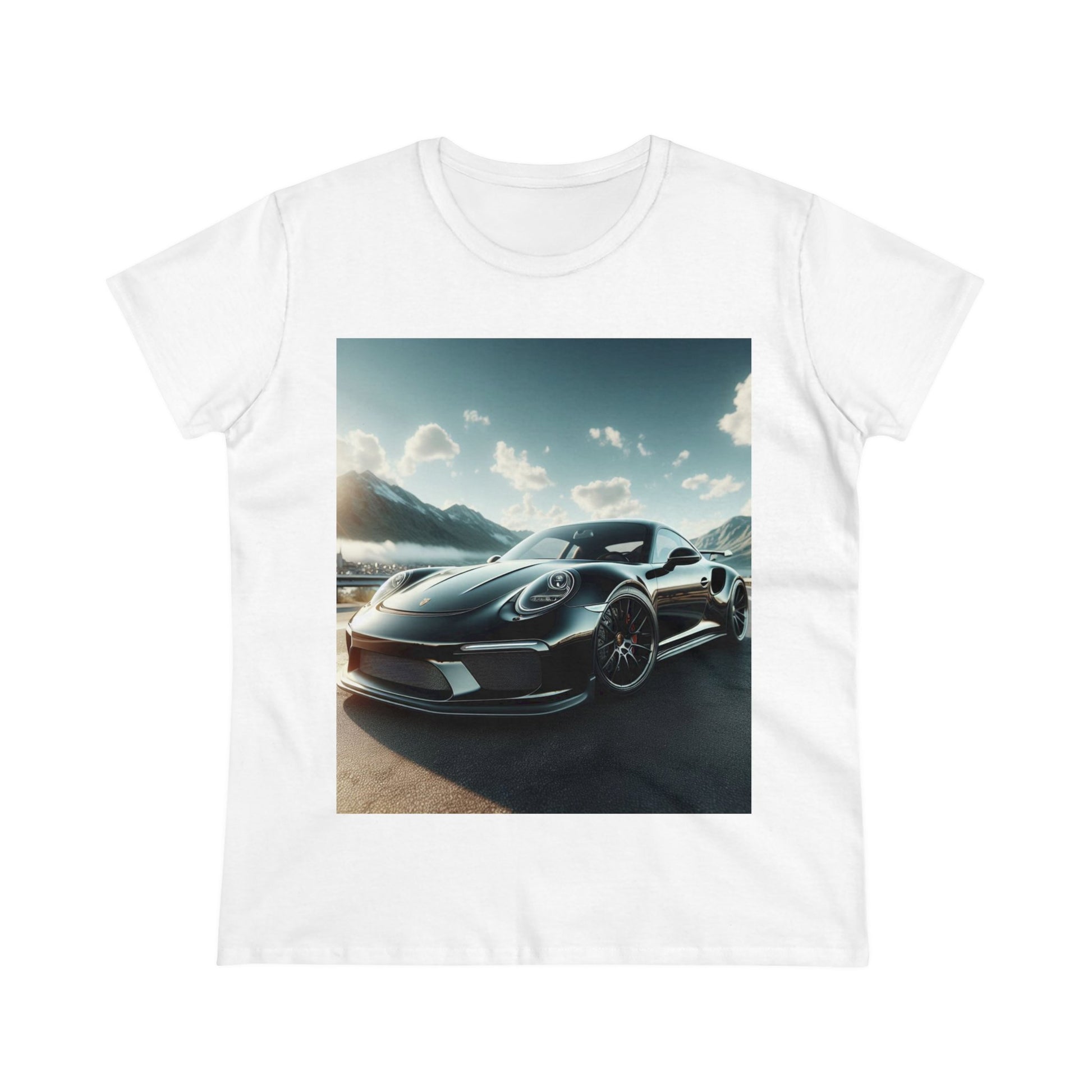 Black Porsche T-Shirt T-Shirt Printify White S