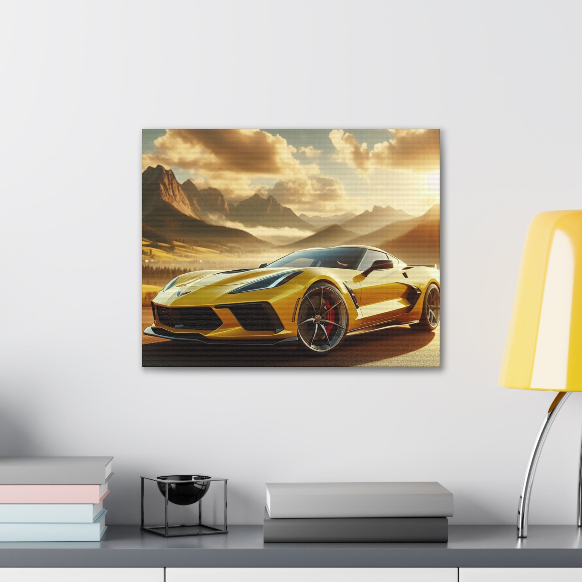 Yellow Corvette Canvas Canvas Printify 20″ x 16″ (Horizontal) 0.75''
