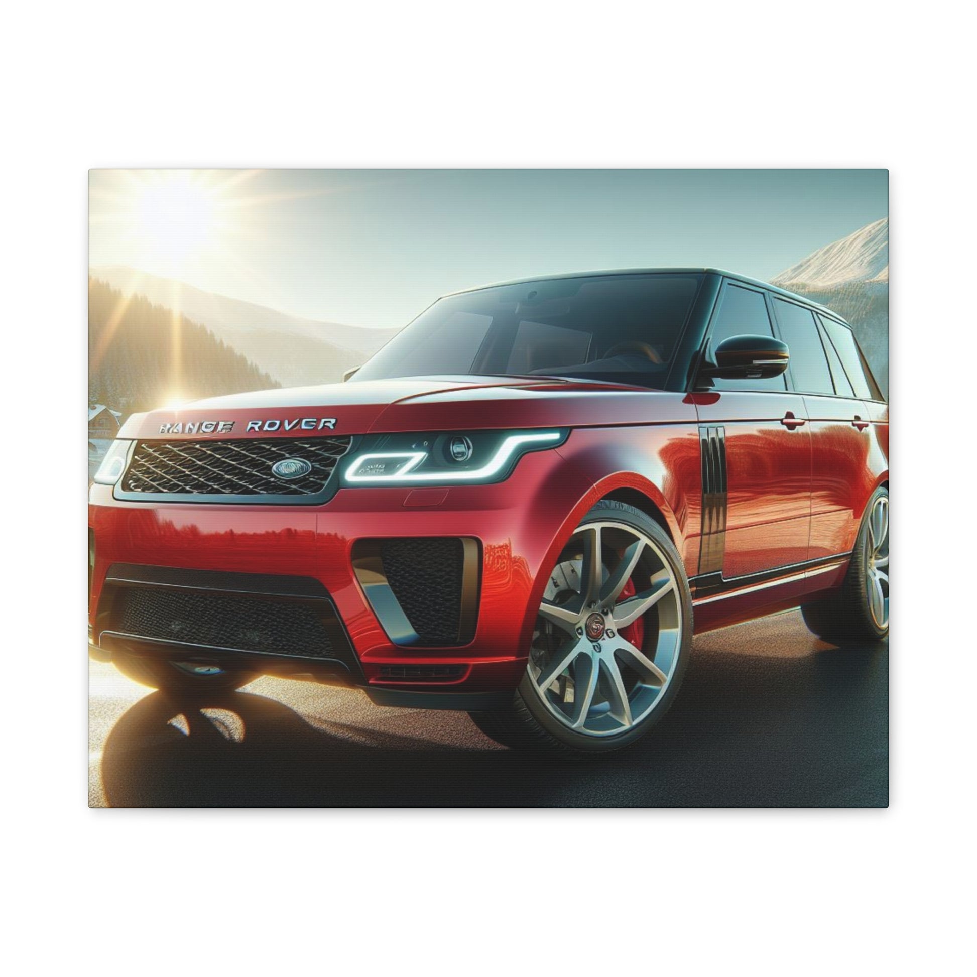 Red Range Rover Canvas Canvas Printify