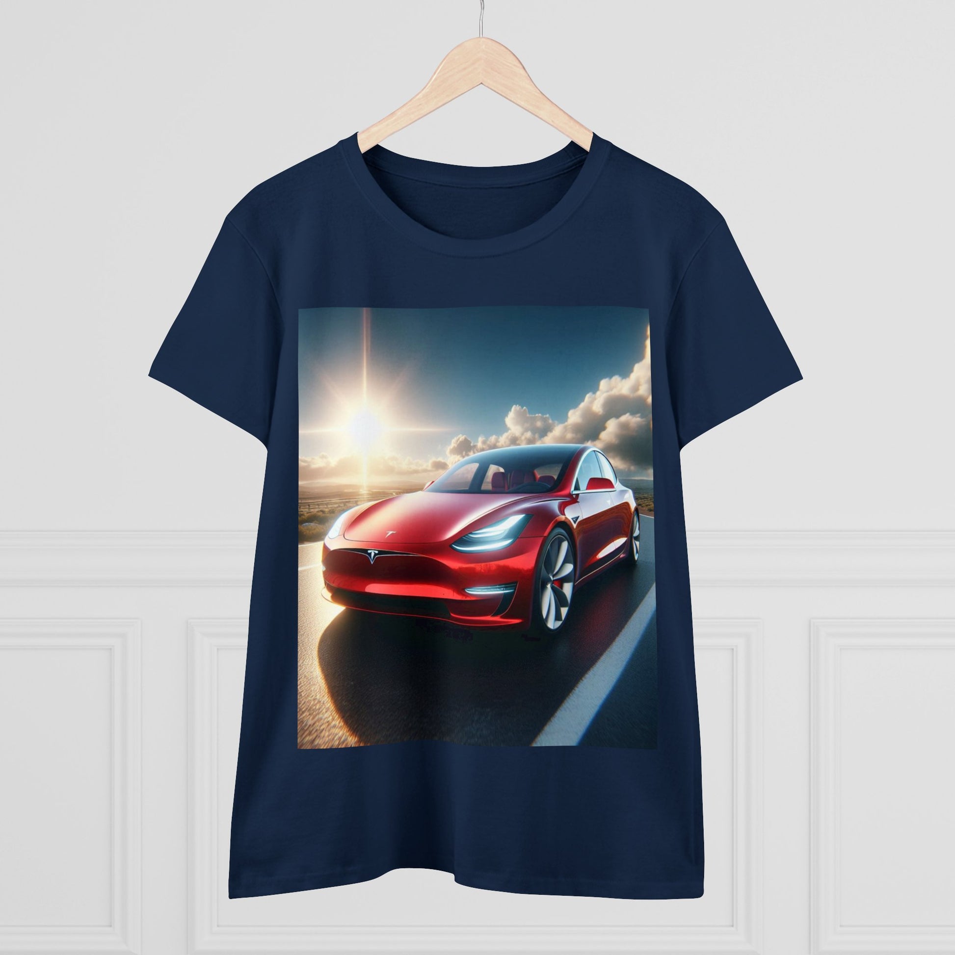 Red Tesla T-Shirt T-Shirt Printify