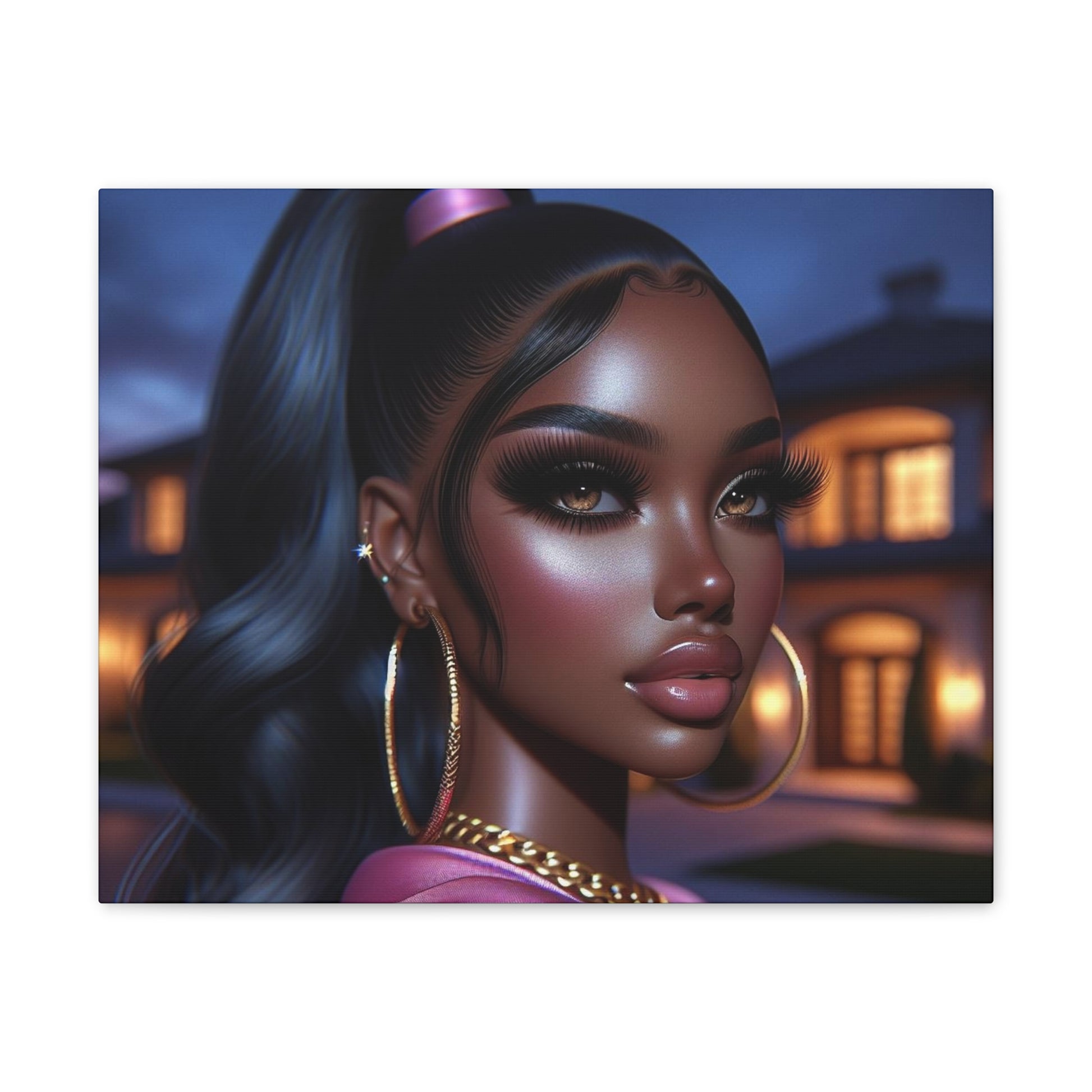 Pink at Night Canvas Canvas Printify