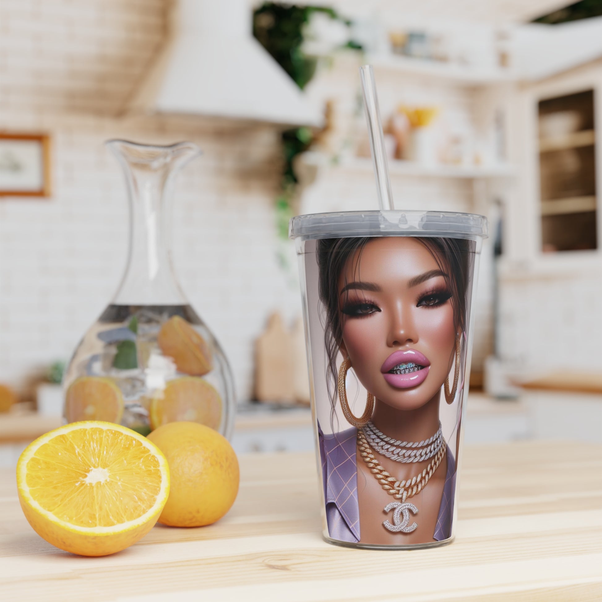 Gloss Up Tumbler with Straw Mug Printify