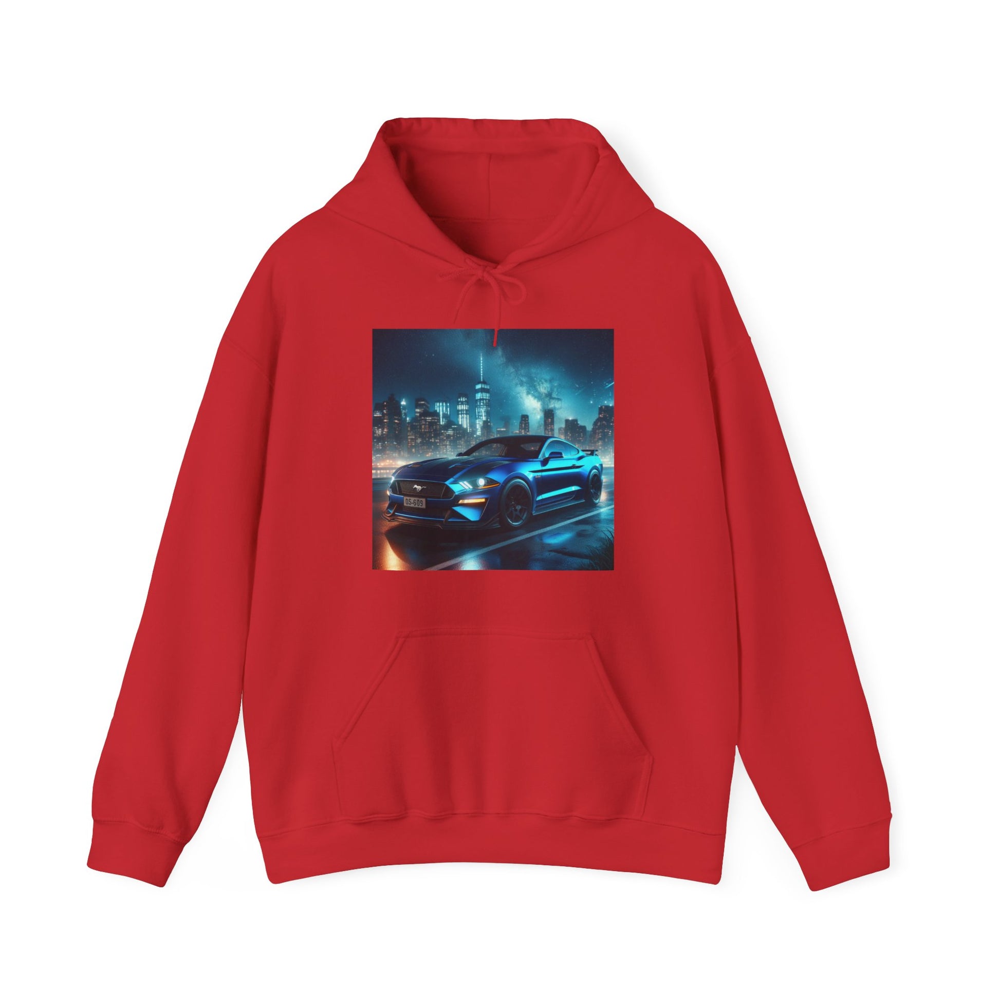 Blue Mustang Hoodie Hoodie Printify Red S