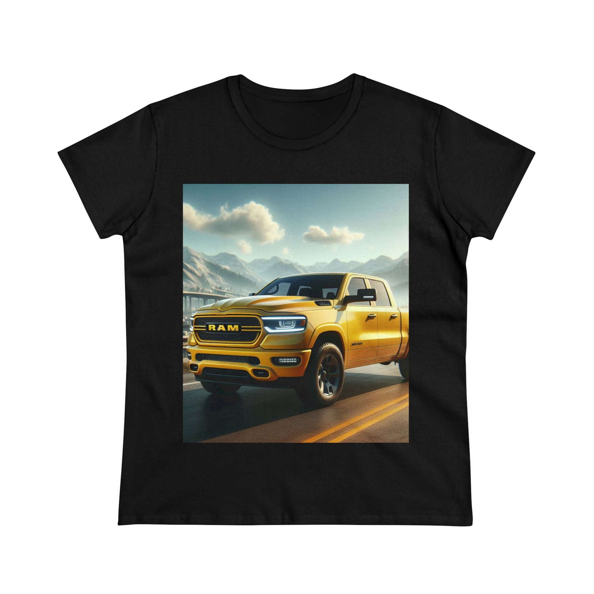 Yellow Dodge Ram T-Shirt T-Shirt Printify Black S