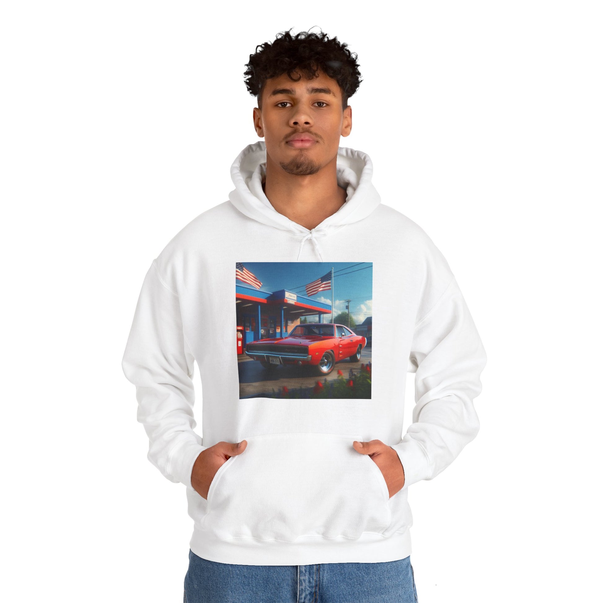 1970 Red Dodge Charger Hoodie Hoodie Printify