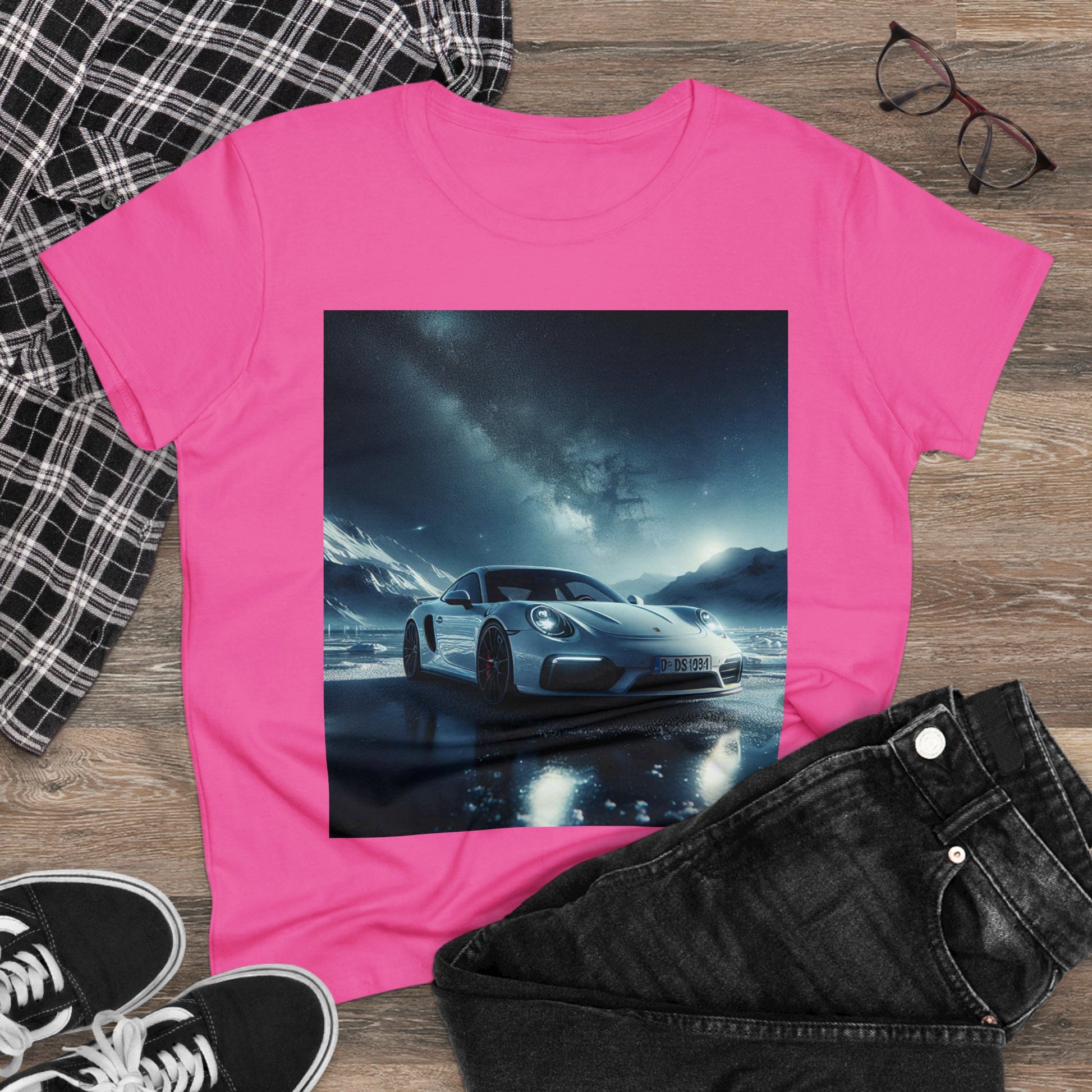 White Porsche T-Shirt T-Shirt Printify