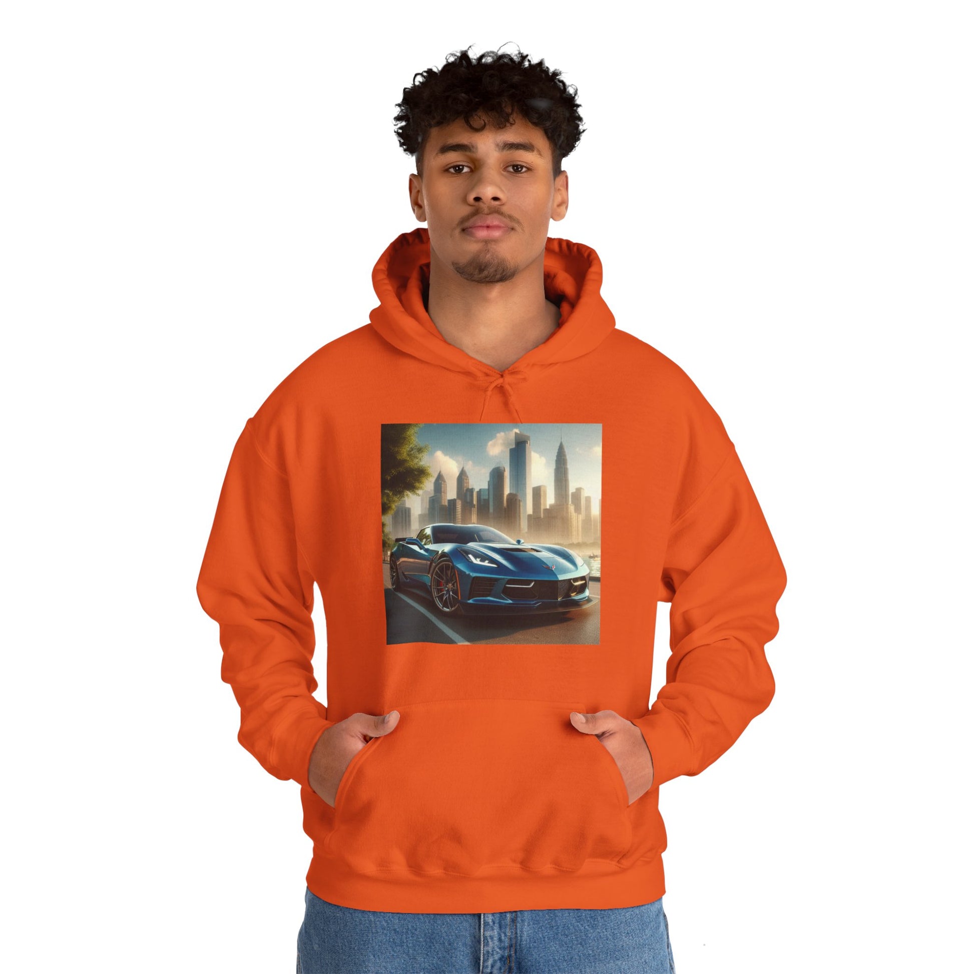 Blue Corvette Hoodie Hoodie Printify