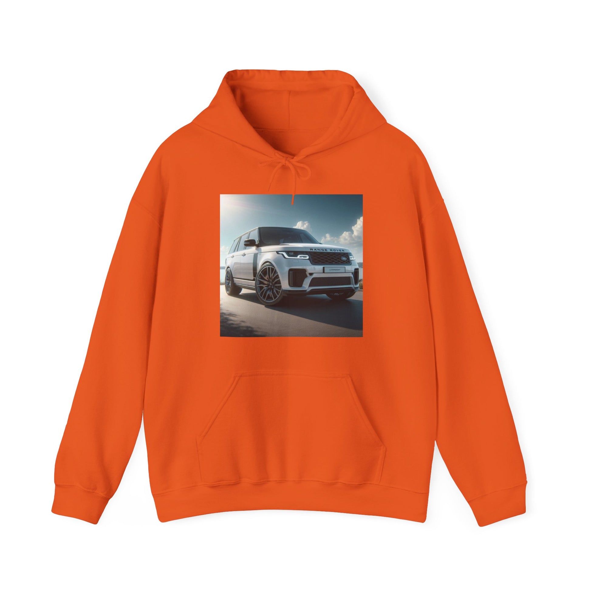 White Range Rover Hoodie Hoodie Printify Orange S