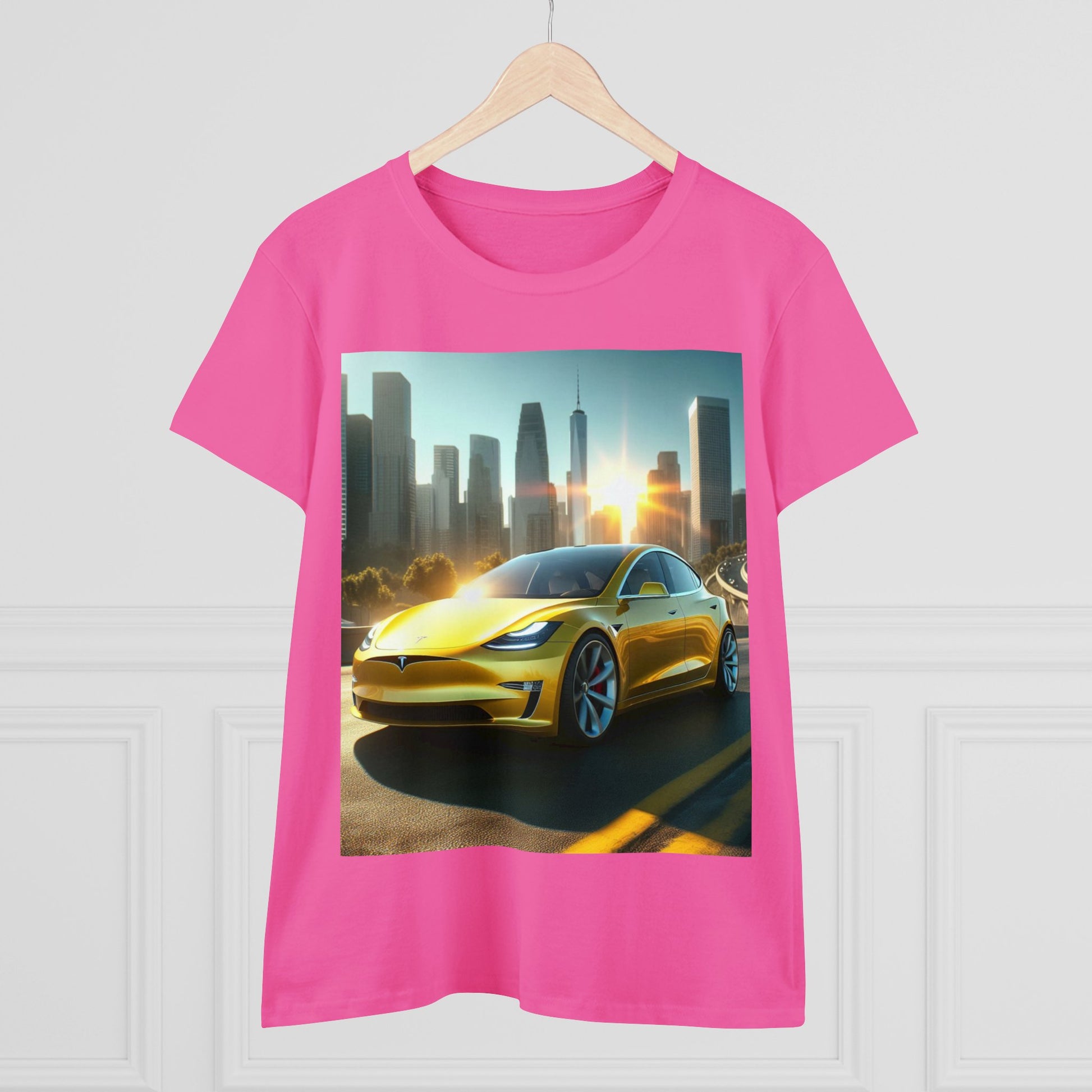 Yellow Tesla T-Shirt T-Shirt Printify