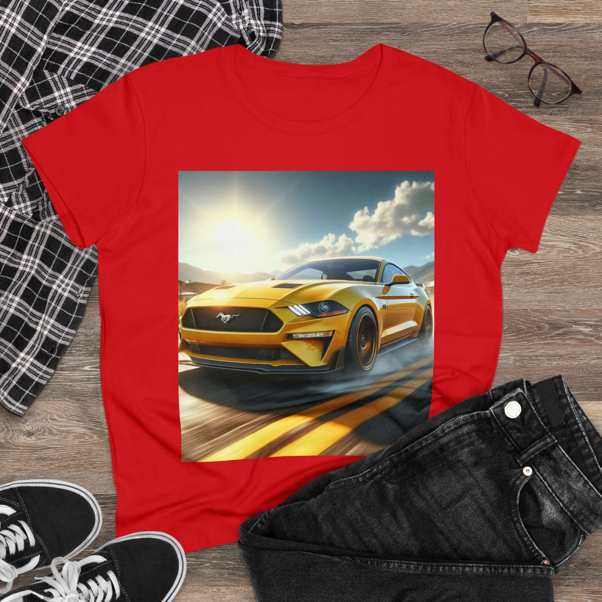 Yellow Mustang T-Shirt T-Shirt Printify