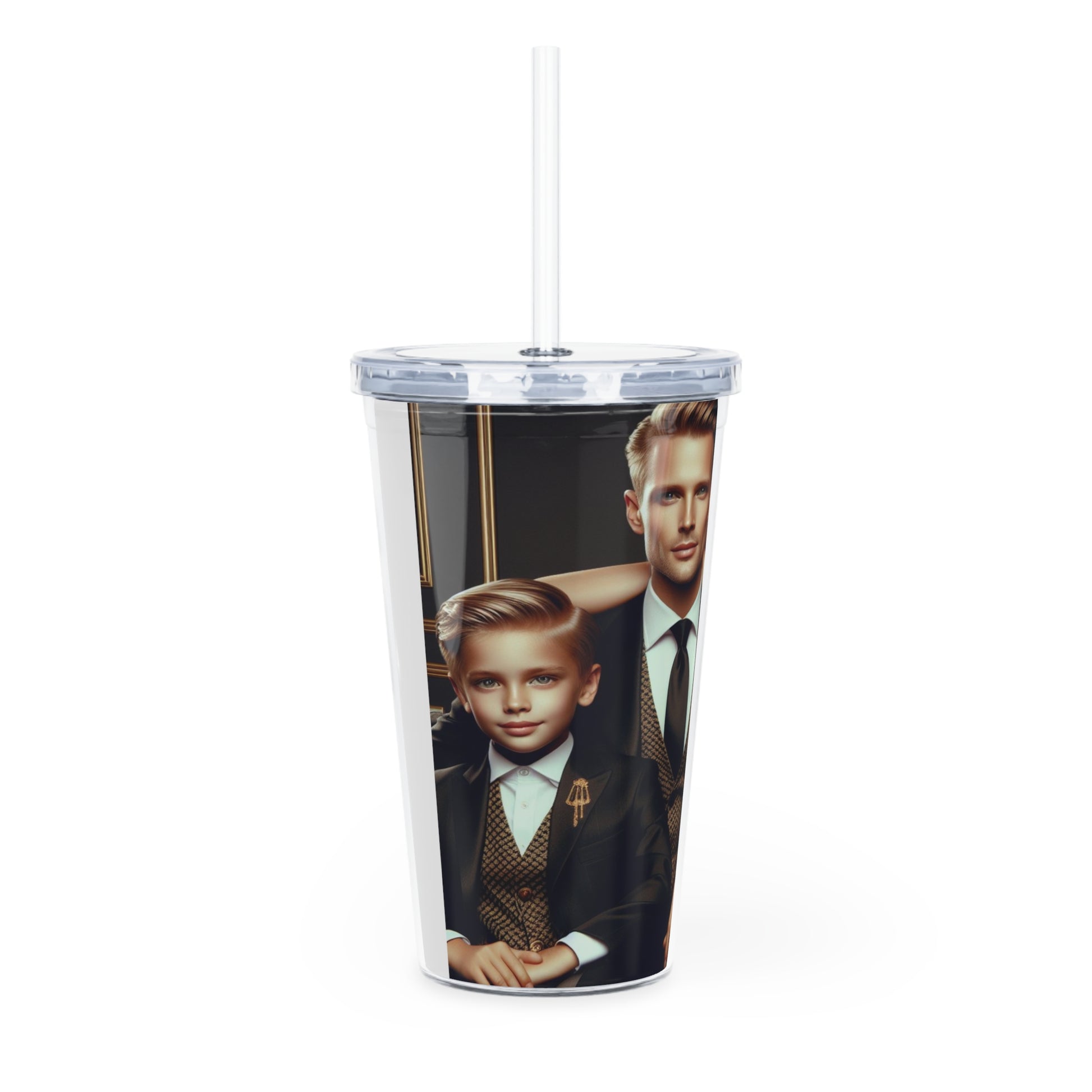 Family Portrait Tumbler with Straw Mug Printify