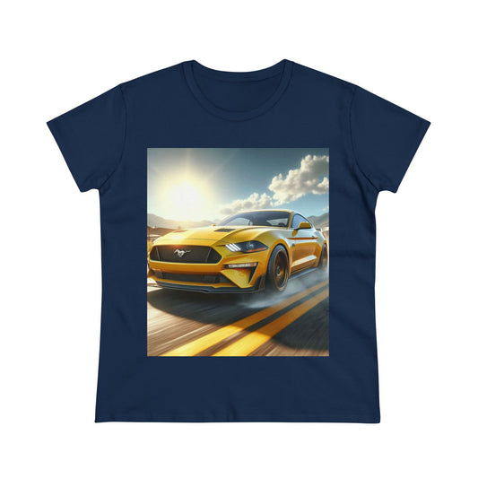 Yellow Mustang T-Shirt T-Shirt Printify Navy S