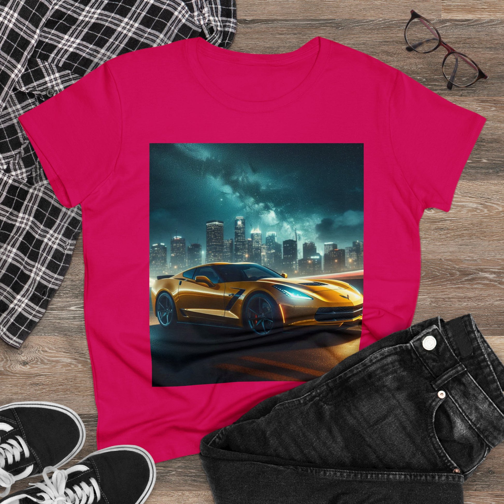 Yellow Corvette T-Shirt T-Shirt Printify