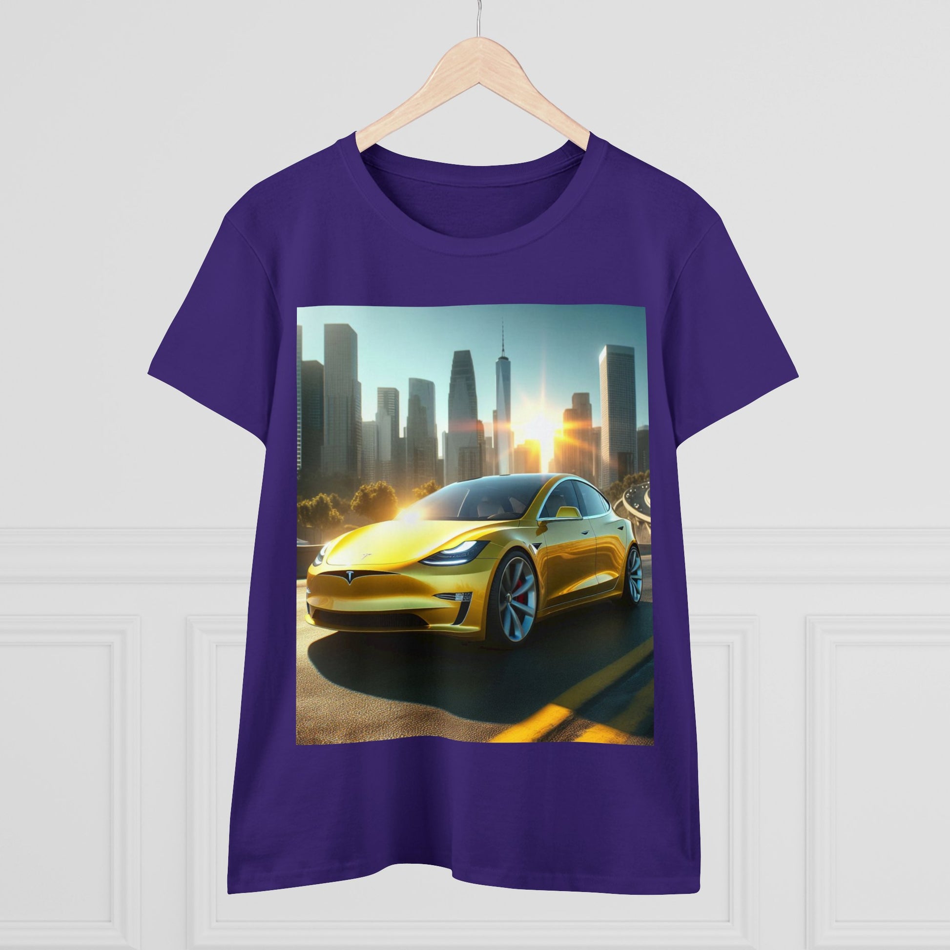 Yellow Tesla T-Shirt T-Shirt Printify