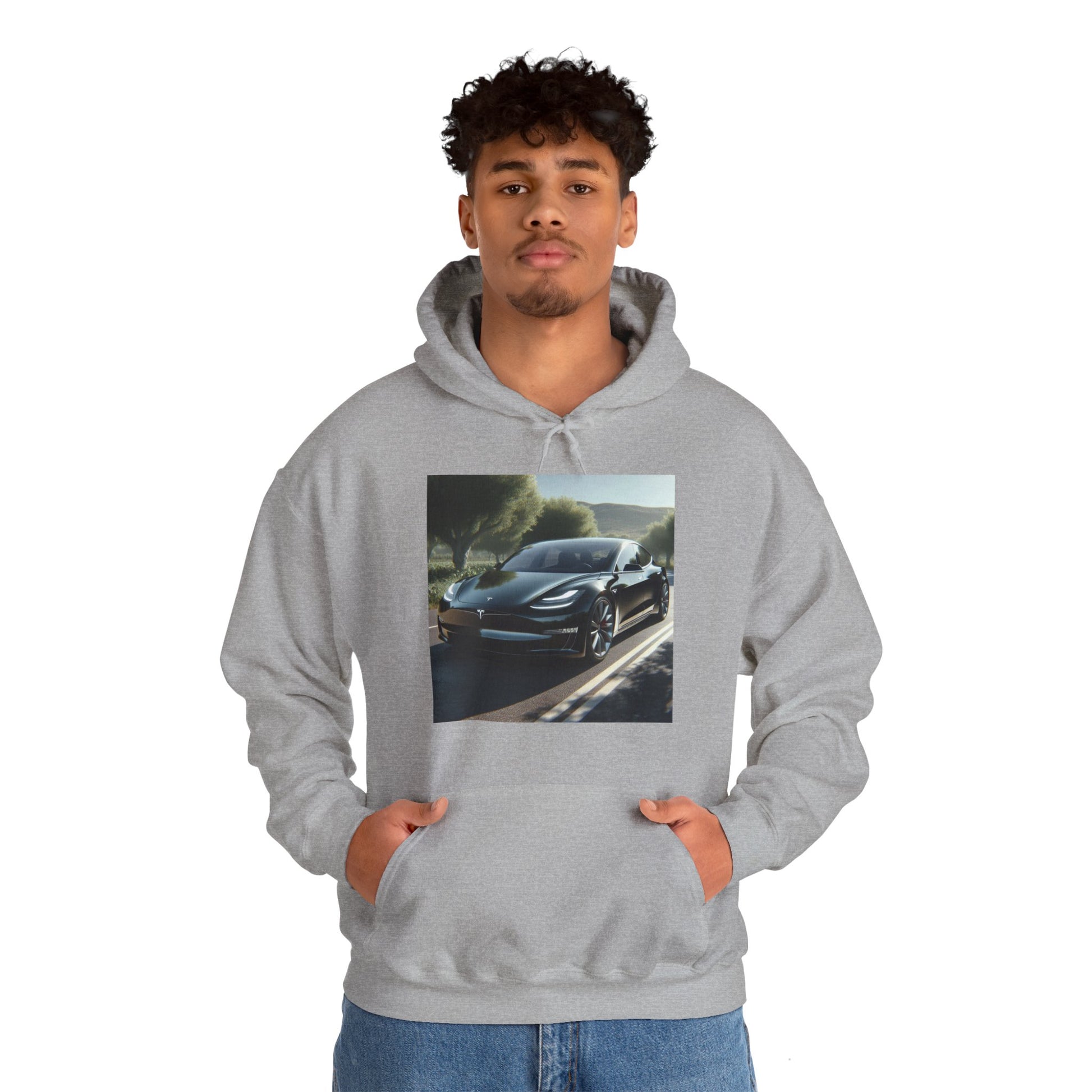 Black Tesla Hoodie Hoodie Printify