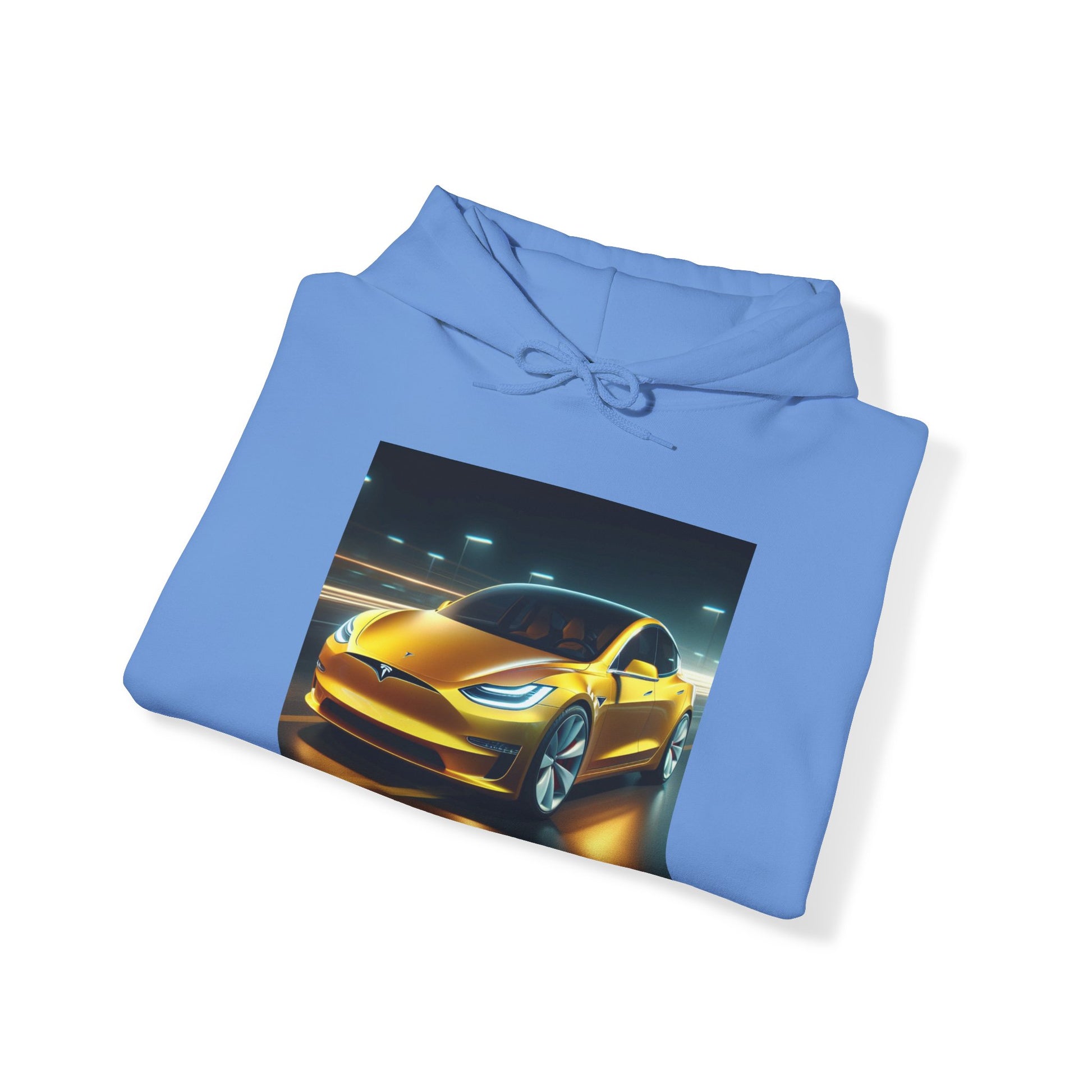 Yellow Tesla Hoodie Hoodie Printify