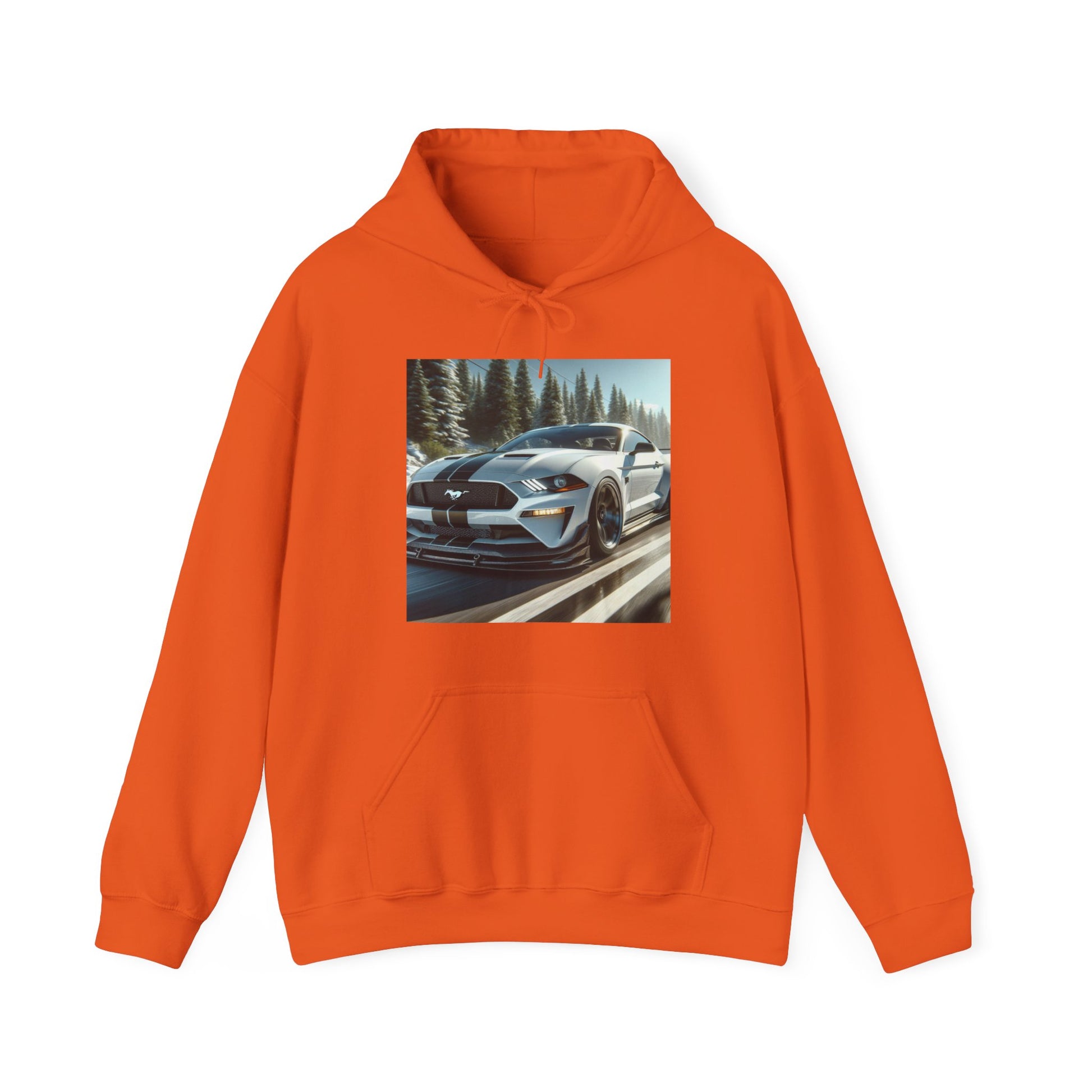 White Mustang Hoodie Hoodie Printify Orange S