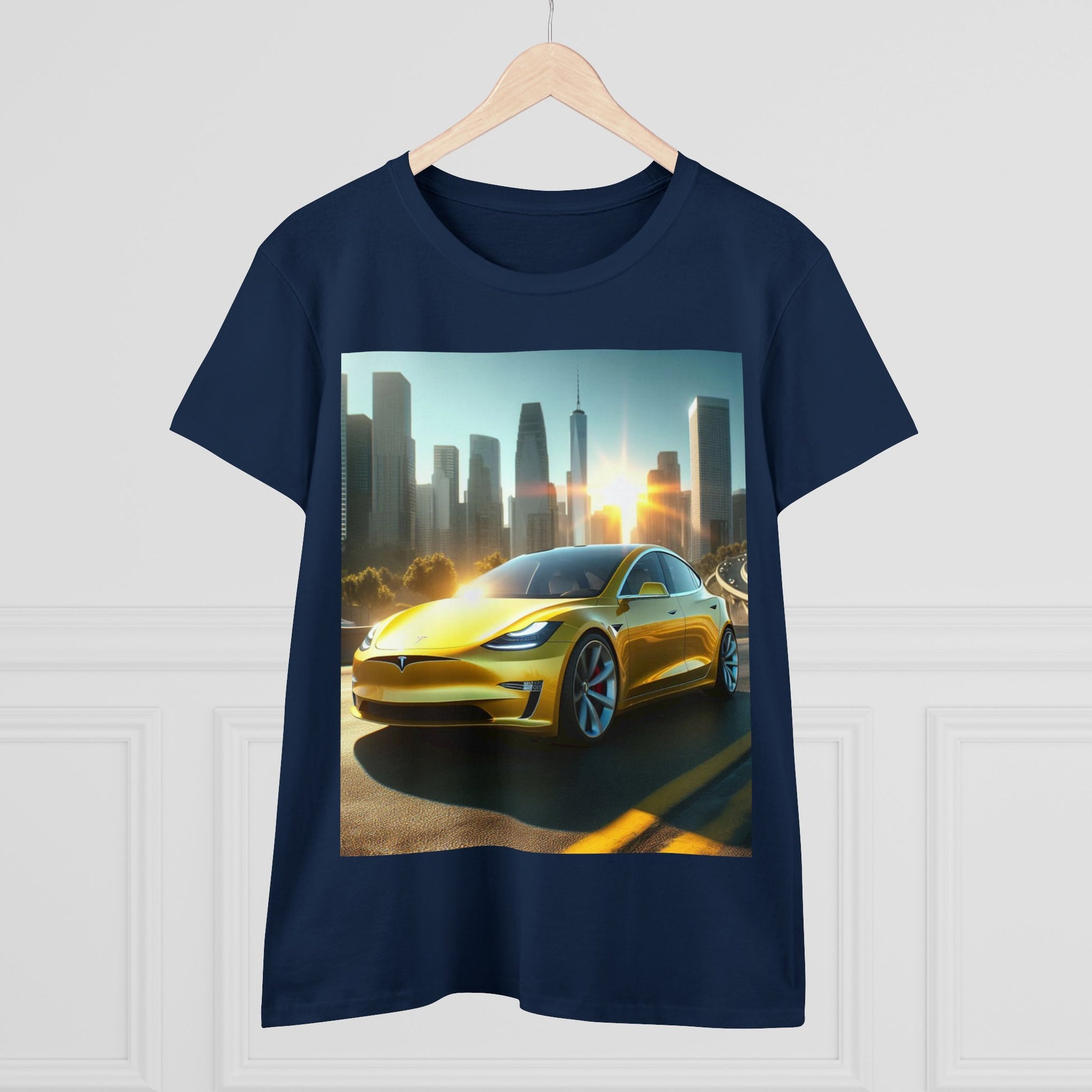 Yellow Tesla T-Shirt T-Shirt Printify