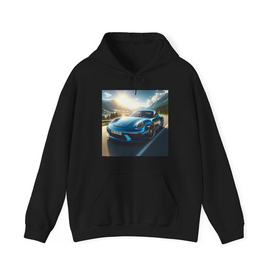 Blue Porsche Hoodie Hoodie Printify Black S