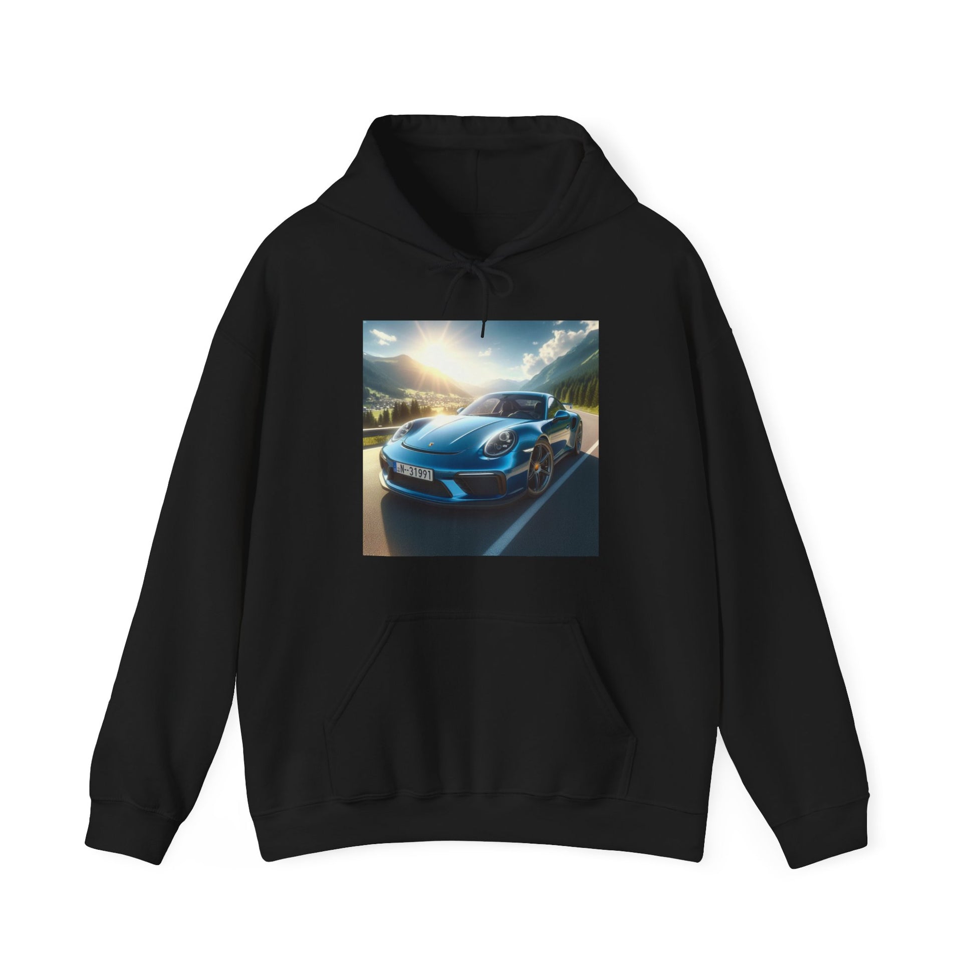 Blue Porsche Hoodie Hoodie Printify Black S