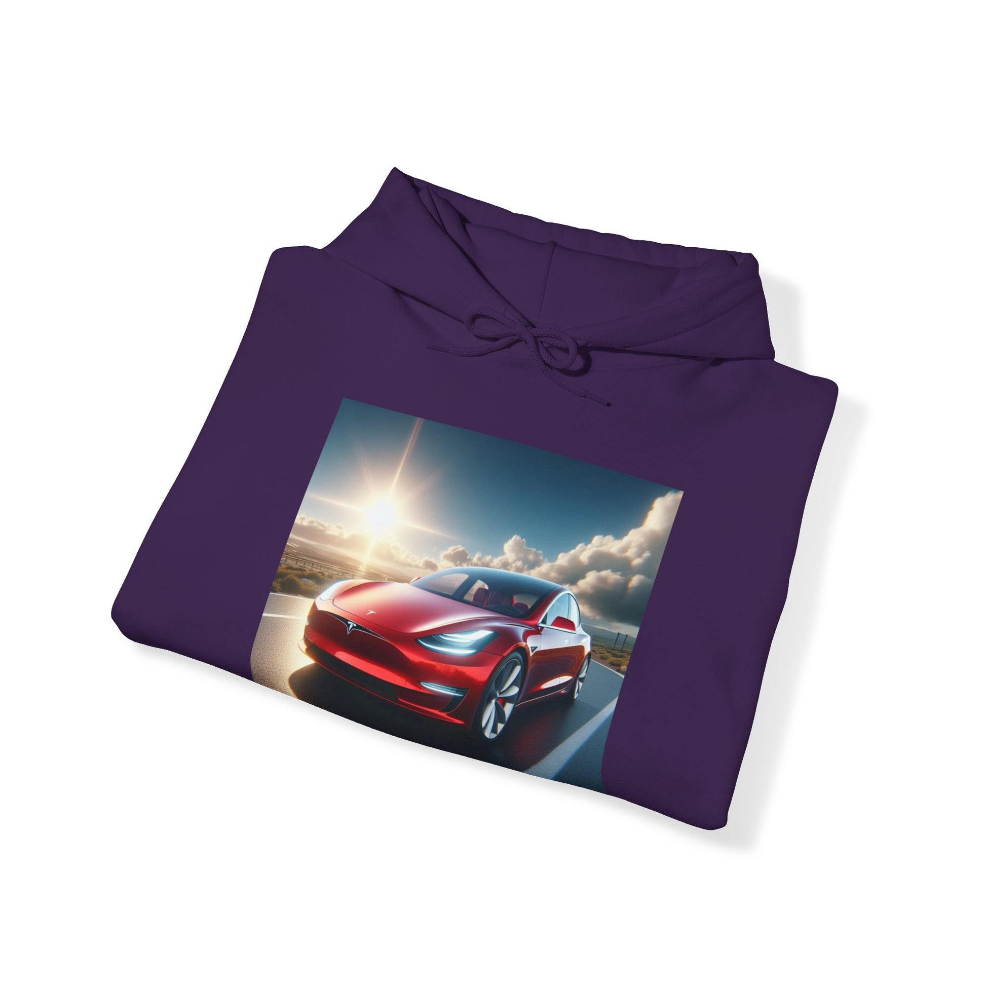 Red Tesla Hoodie Hoodie Printify