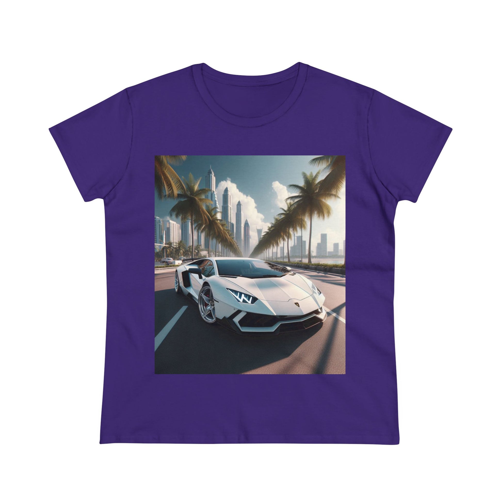 White Lamborghini T-Shirt T-Shirt Printify Purple S