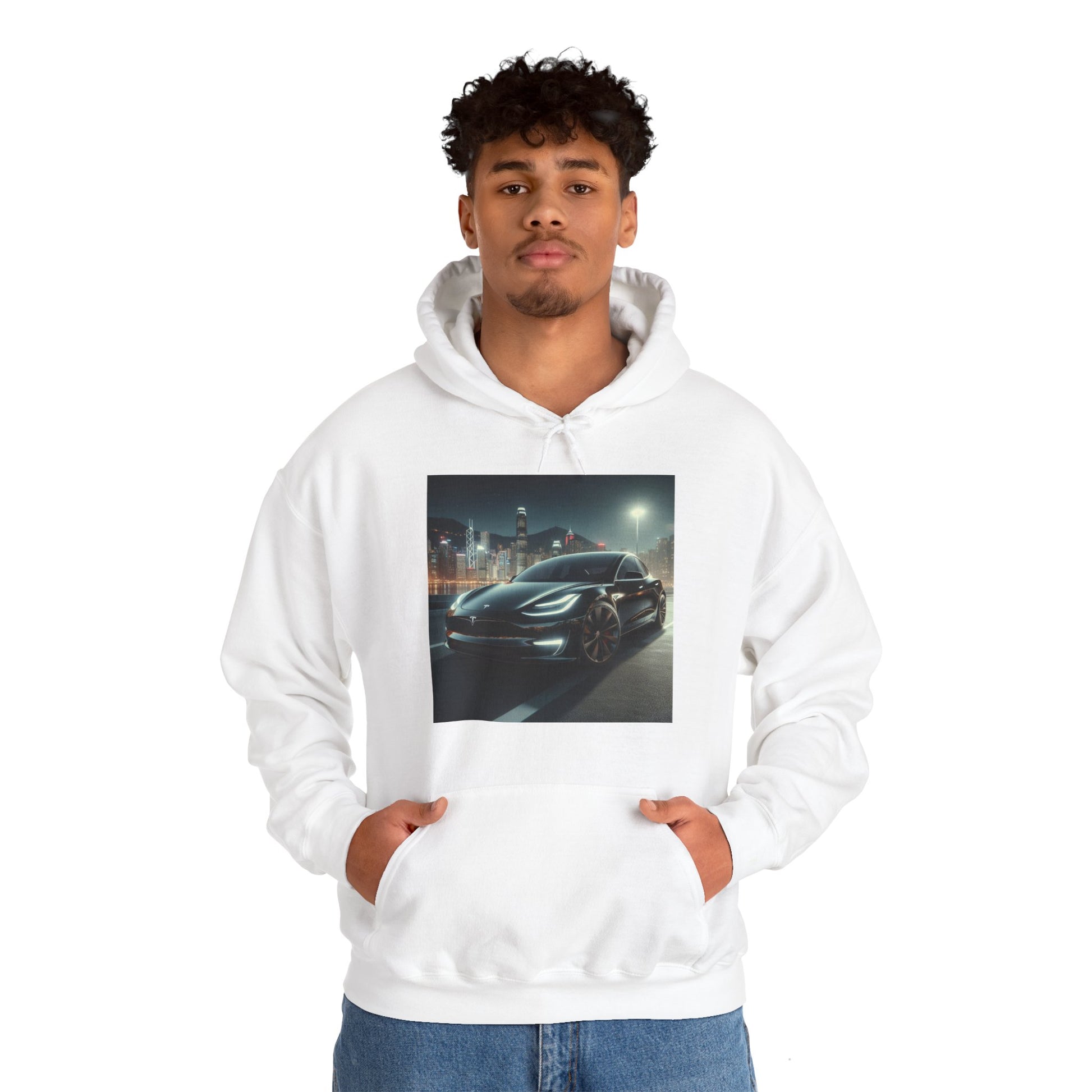 Black Tesla Hoodie Hoodie Printify