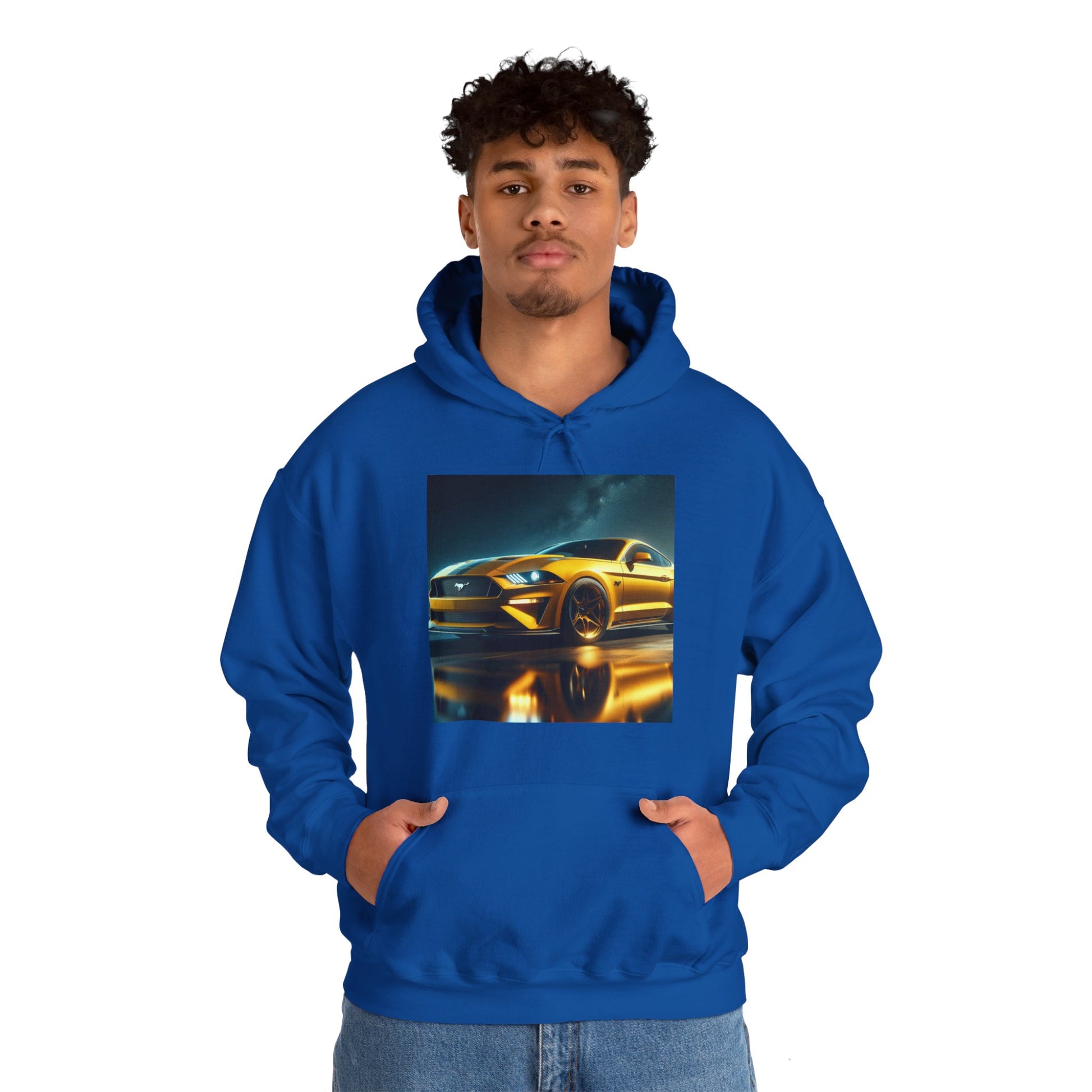 Yellow Mustang Hoodie Hoodie Printify