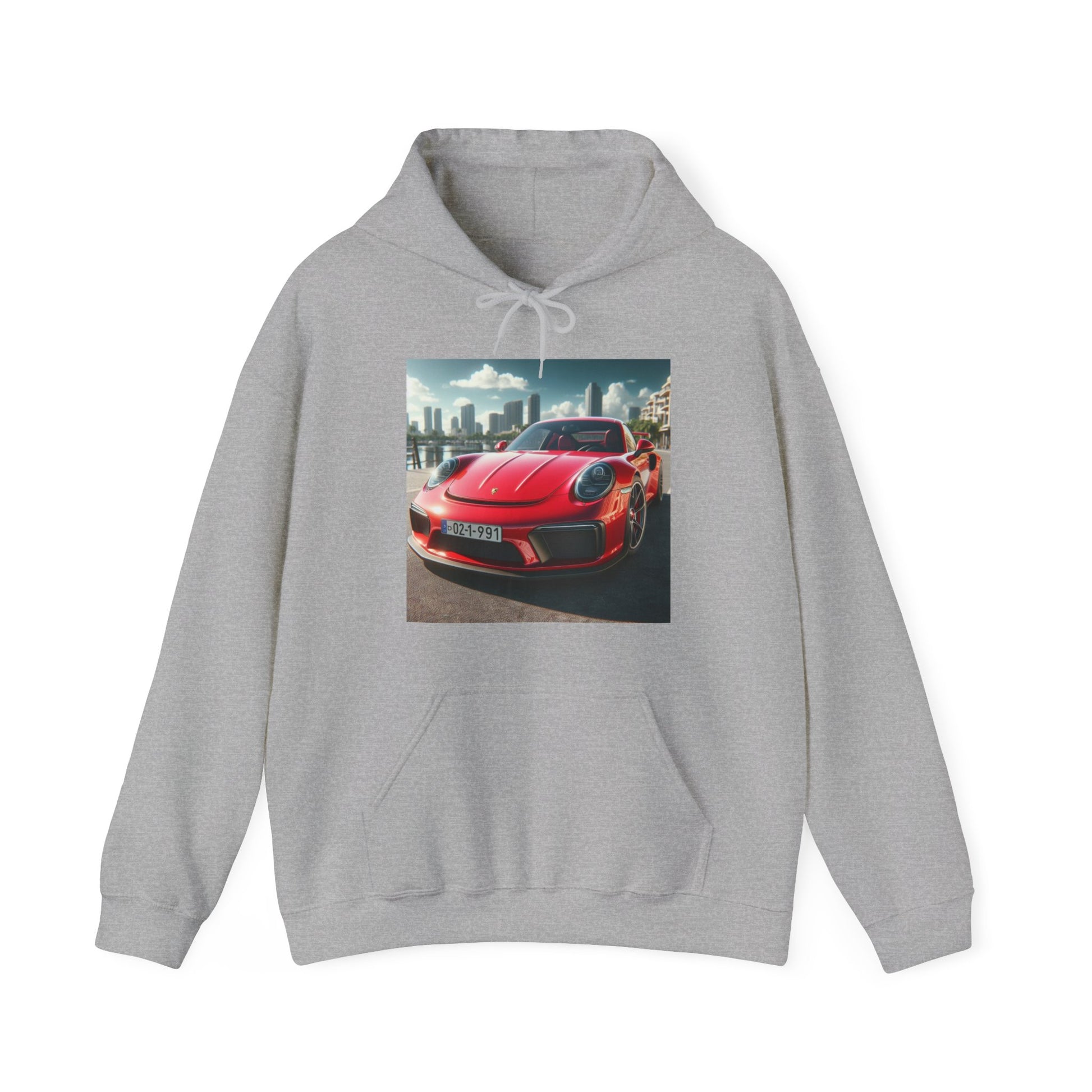 Red Porsche Hoodie Hoodie Printify Sport Grey S
