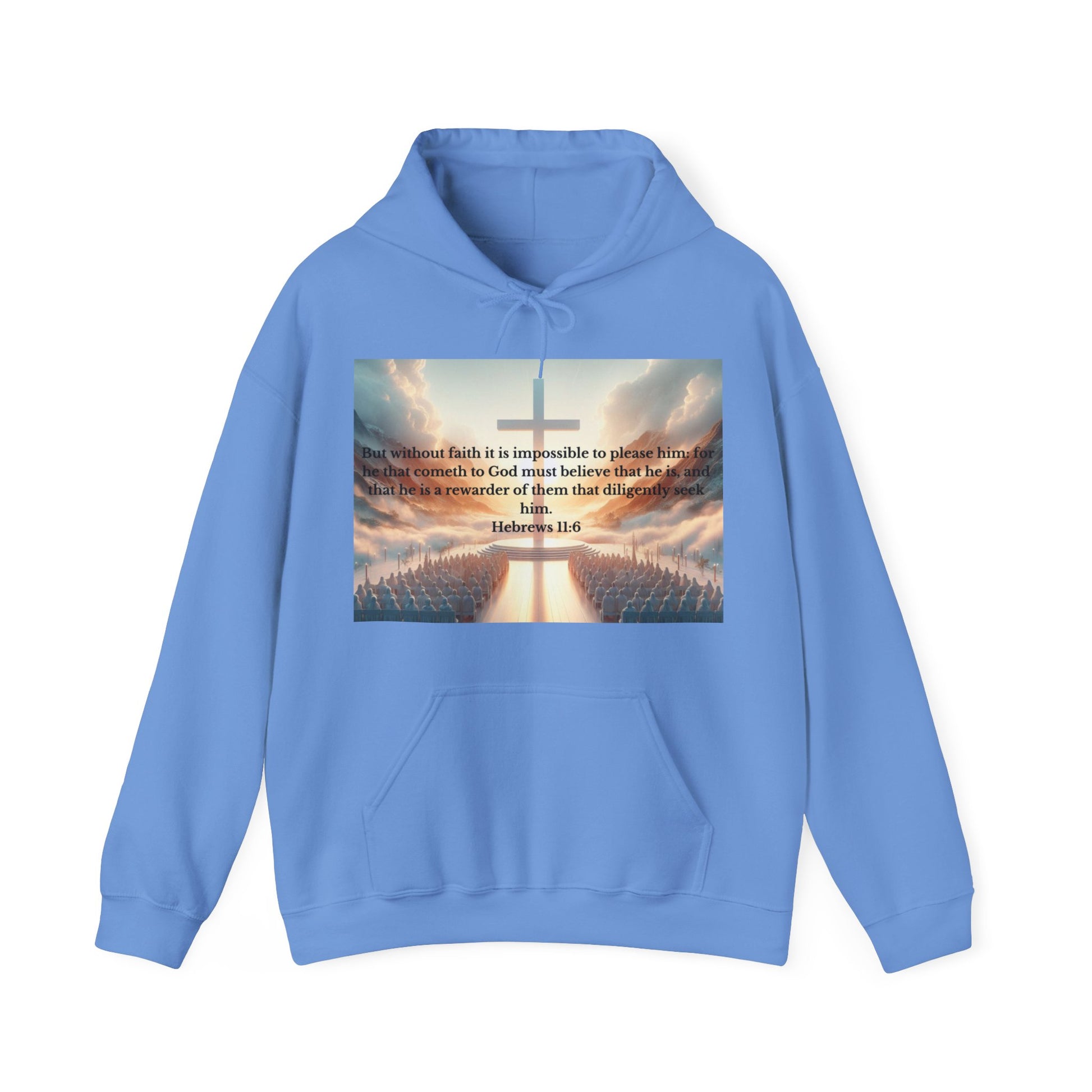 Hebrews 11:6 Hoodie Hoodie Printify Carolina Blue S