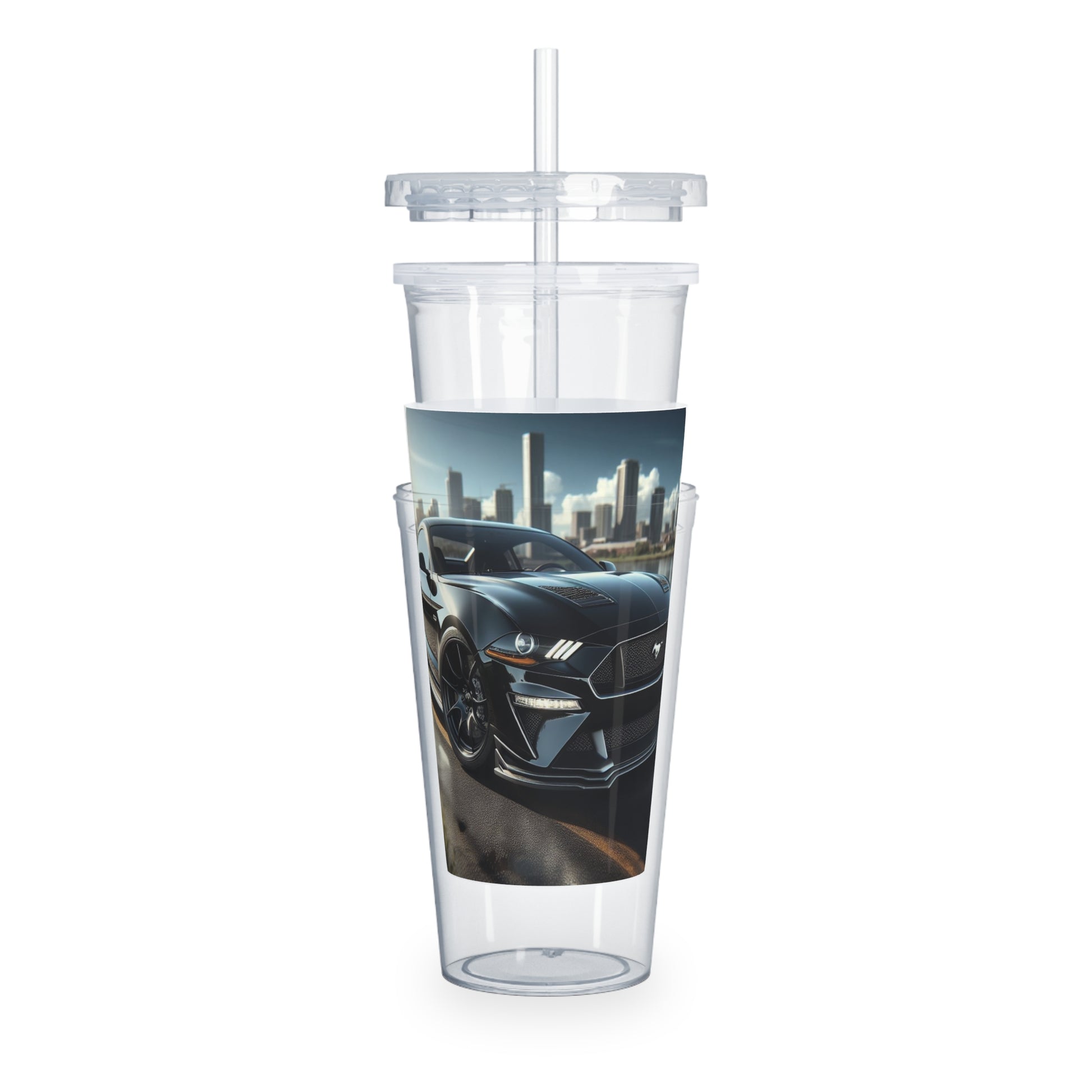 Black Mustang Tumbler with Straw Mug Printify