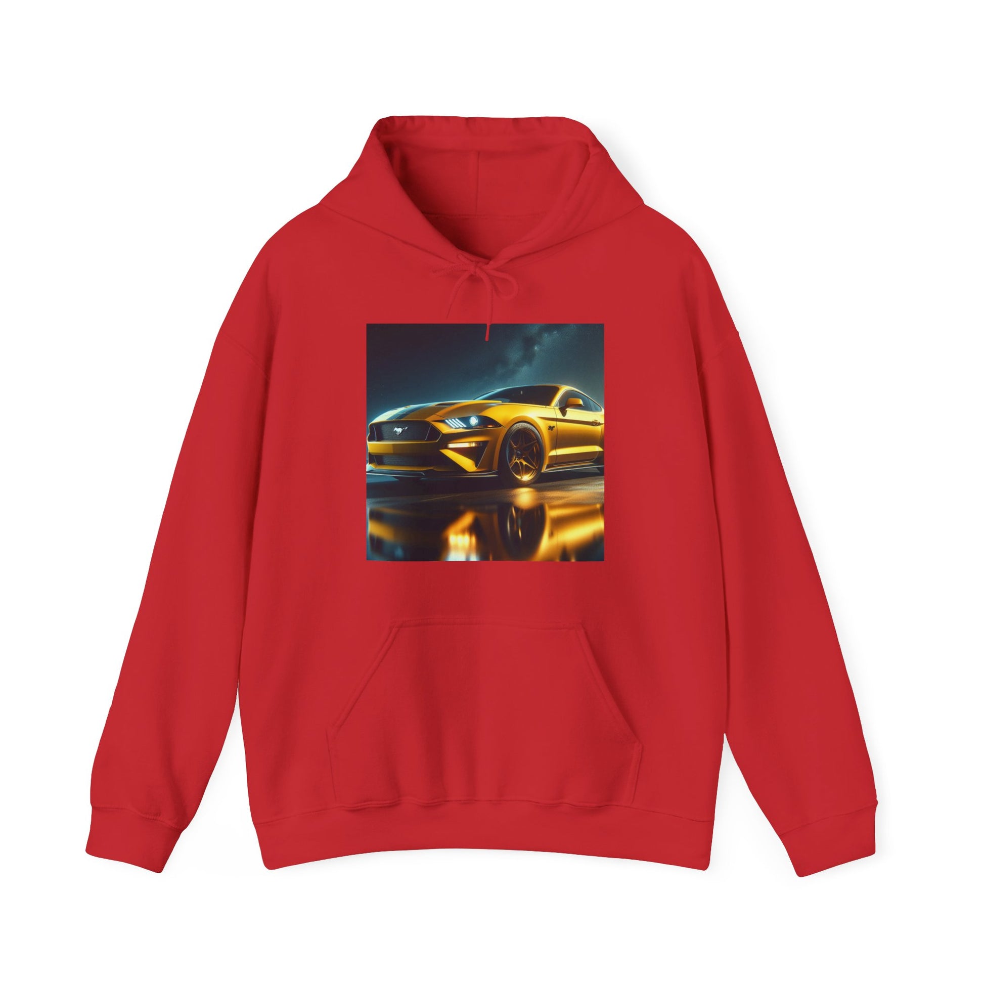 Yellow Mustang Hoodie Hoodie Printify Red S
