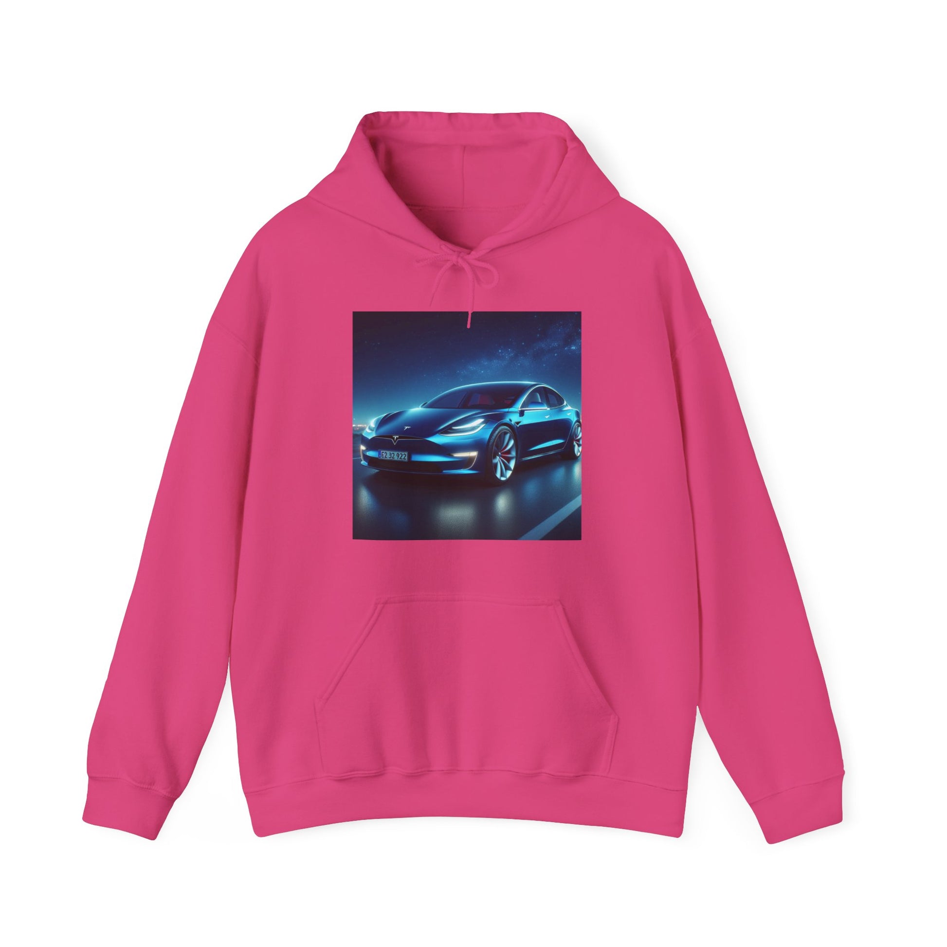 Blue Tesla Hoodie Hoodie Printify Heliconia S