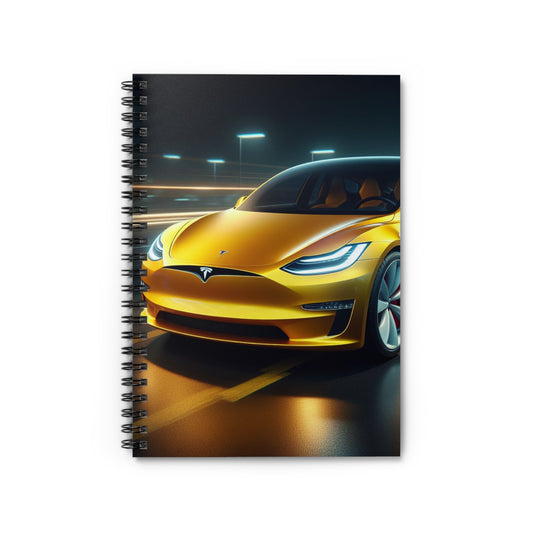 Yellow Tesla Spiral Notebook Paper products Printify One Size