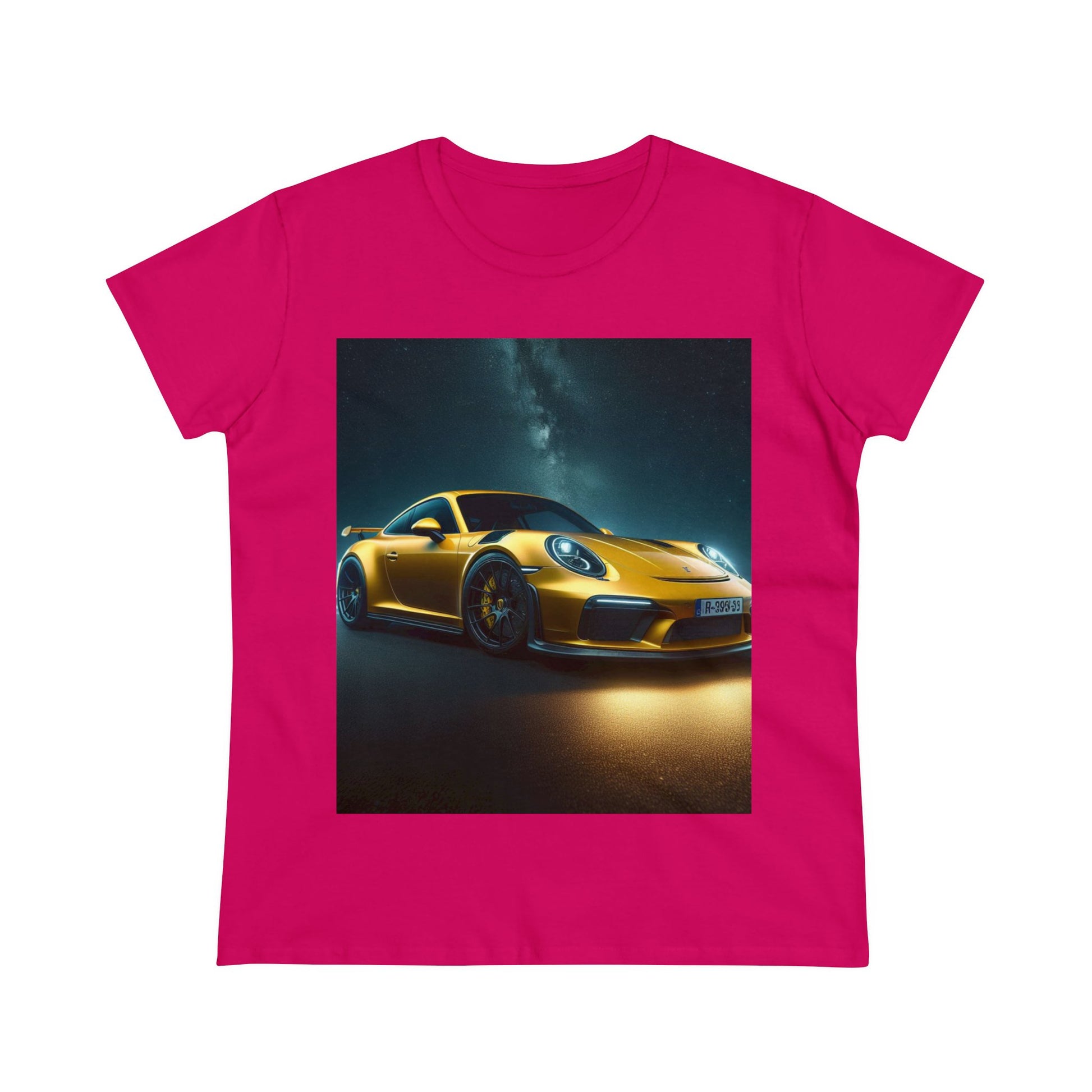 Yellow Porsche T-Shirt T-Shirt Printify Heliconia S