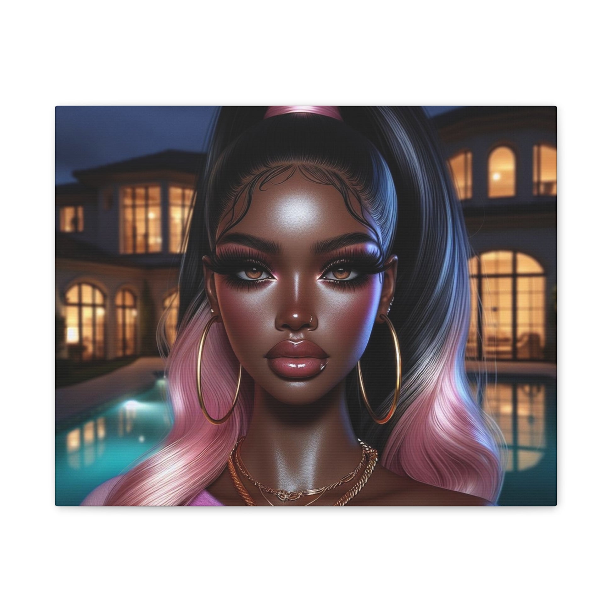 Pink at Night Canvas Canvas Printify