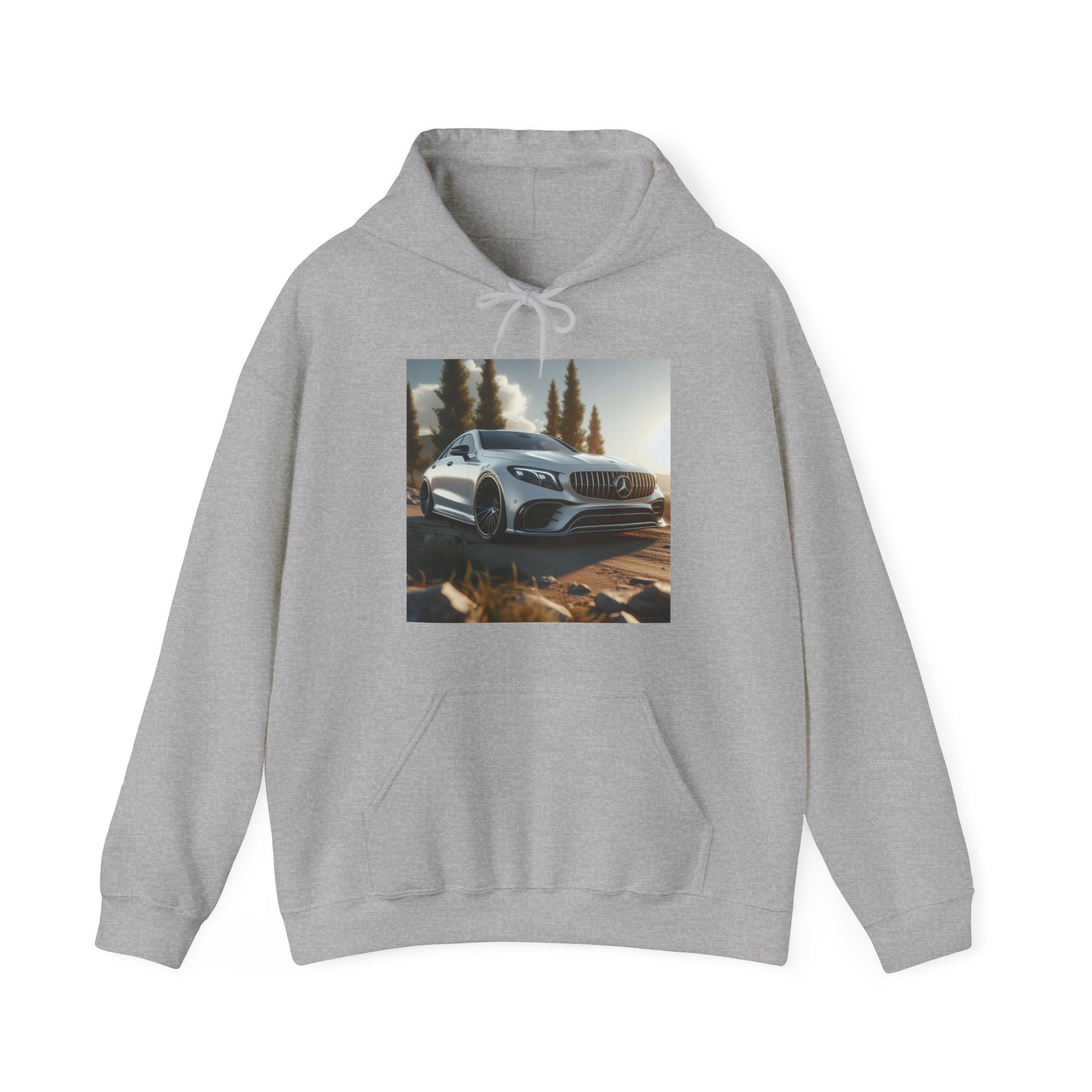 White Mercedes Hoodie Hoodie Printify Sport Grey S